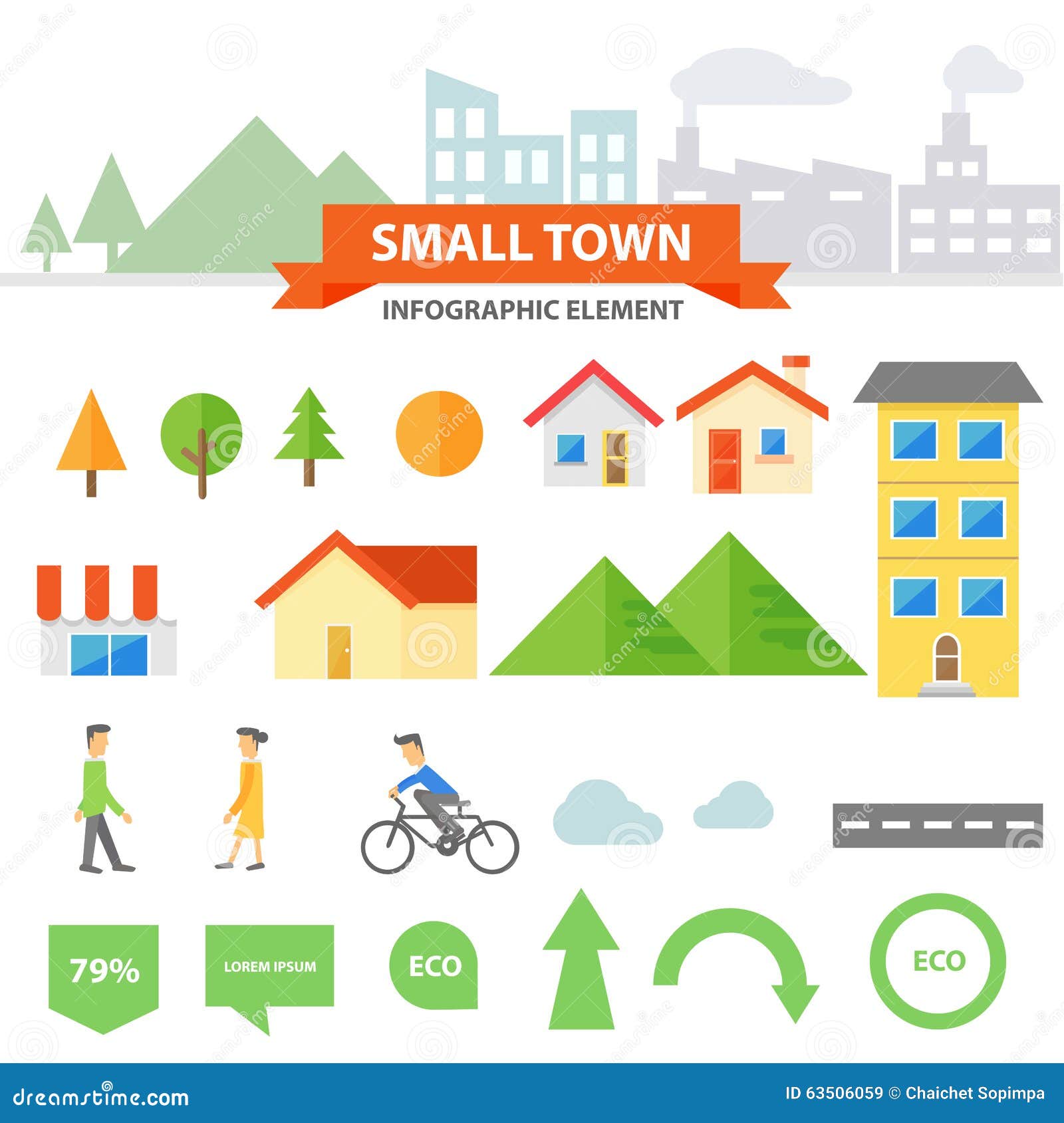 The Small Town Infographic Elements Presentation Templates Abstract