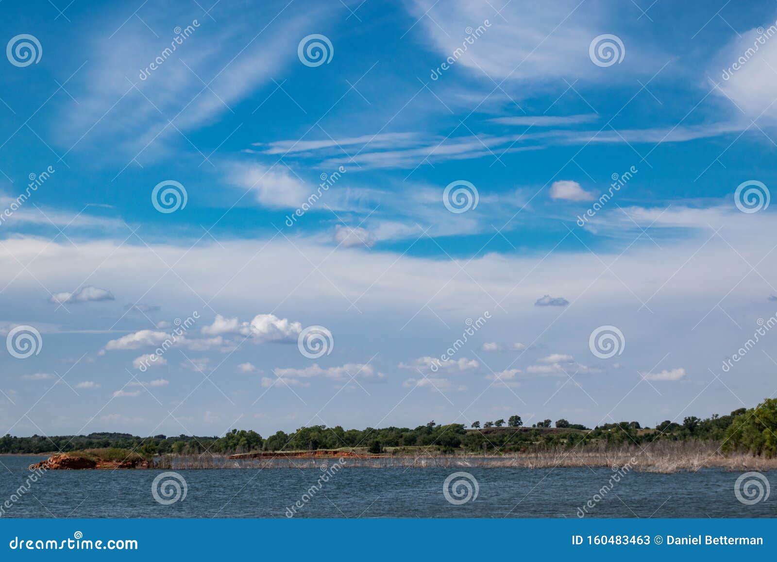 path of small trees leading to tiny island in lavon lake