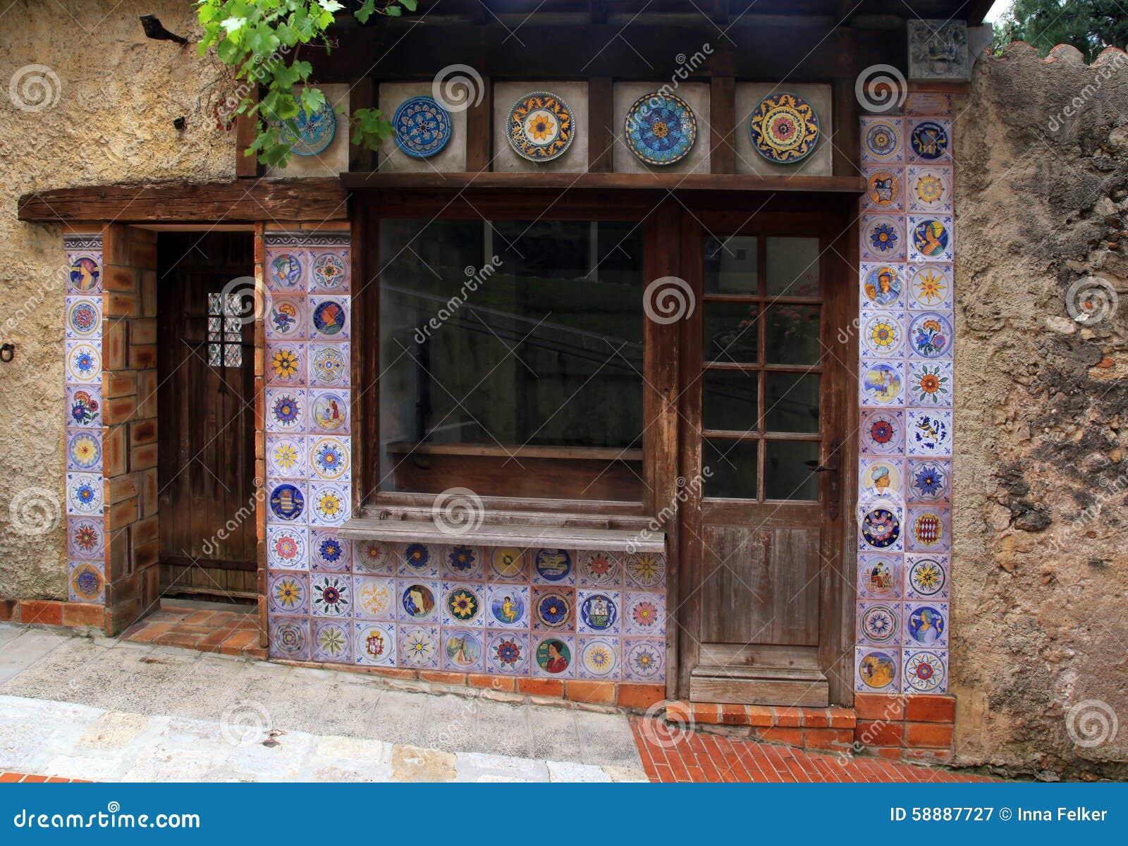 Small Vintage House with Majolica Tile Decor Stock Image Image of
