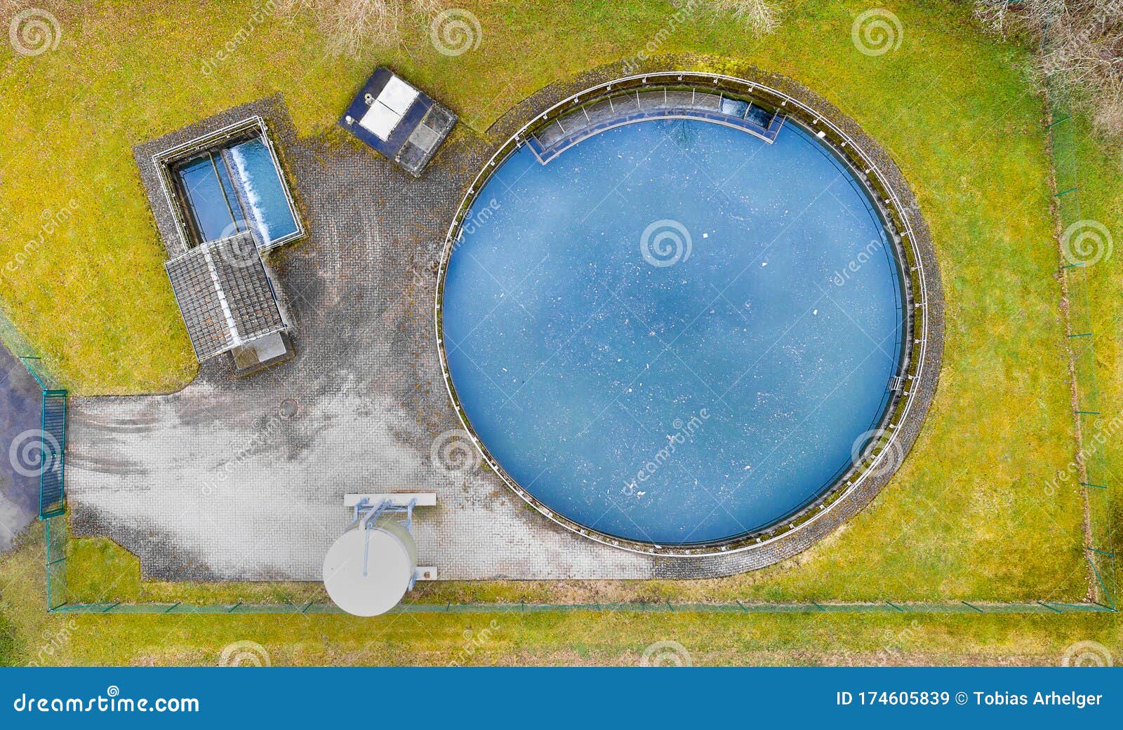 Small Wastewater Treatment Plant in Winter from Above Stock Image Image of water, treatment