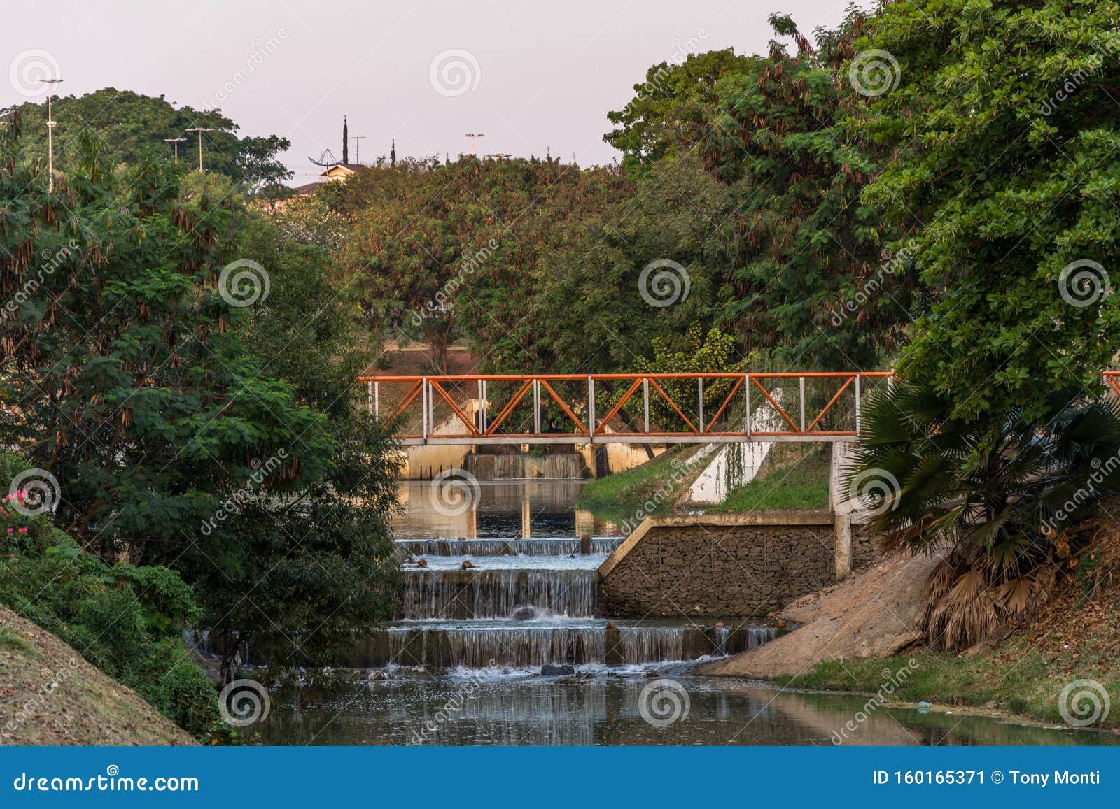 small waterfall along the river, in the ecological park, in indaiatuba, brazil