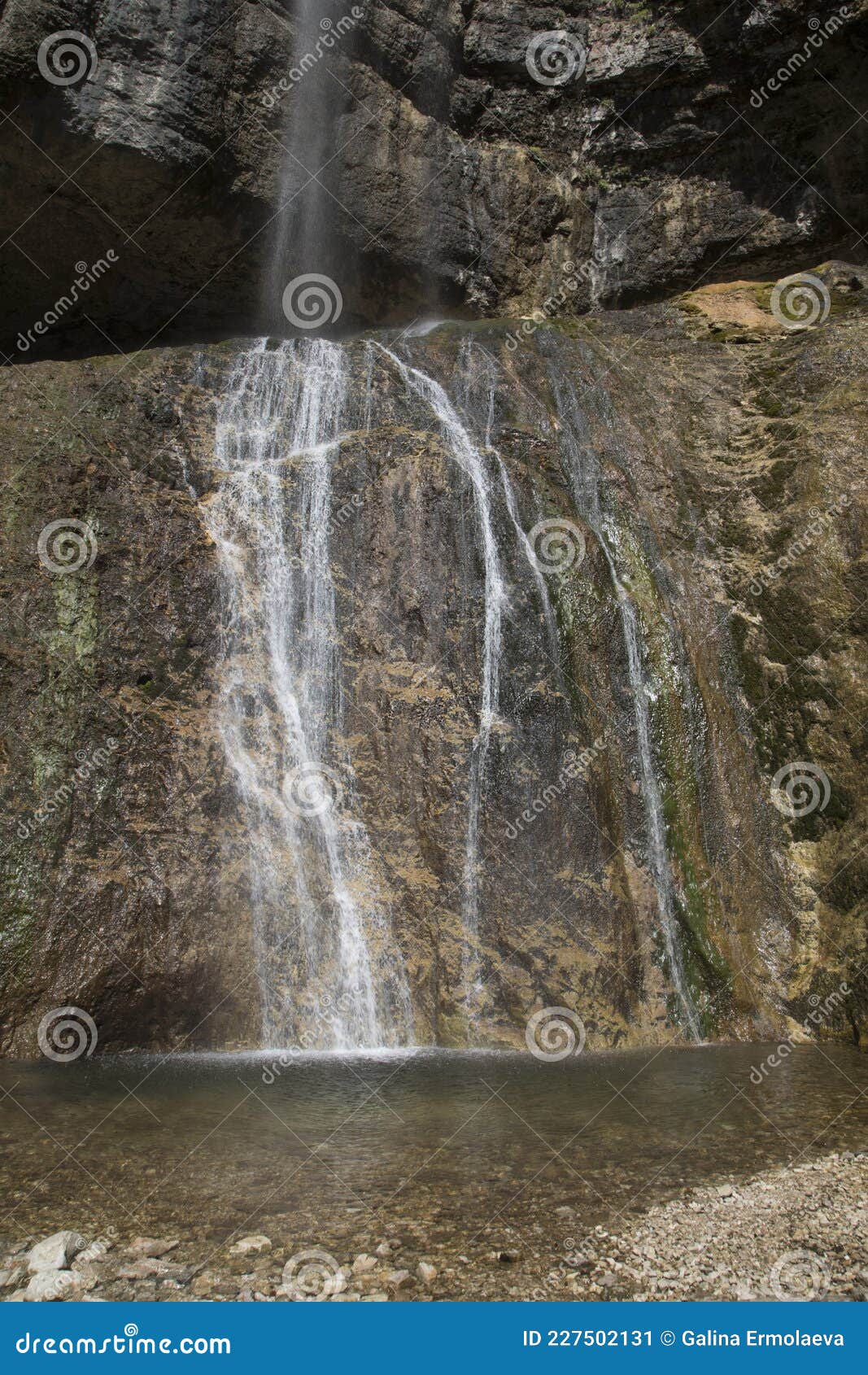 Small Waterfall In The Dolomite Mountains Italy Stock Image Image Of