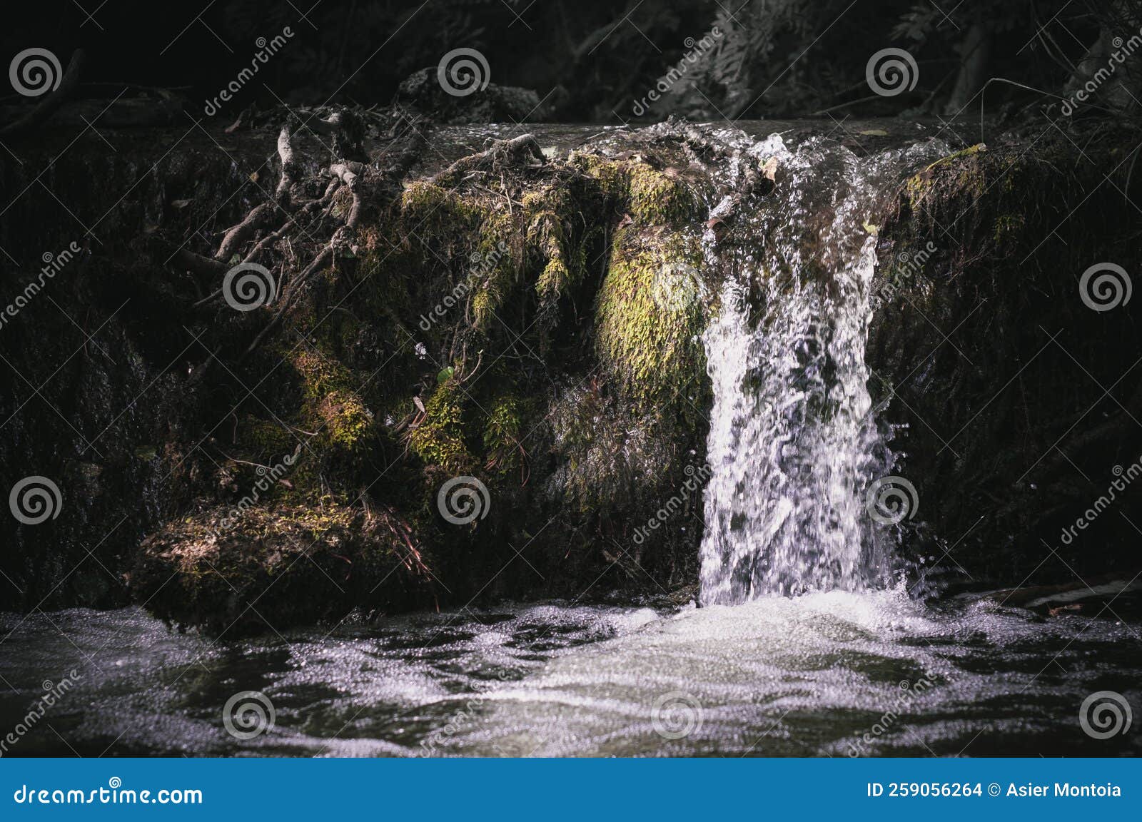small waterfall in a river.