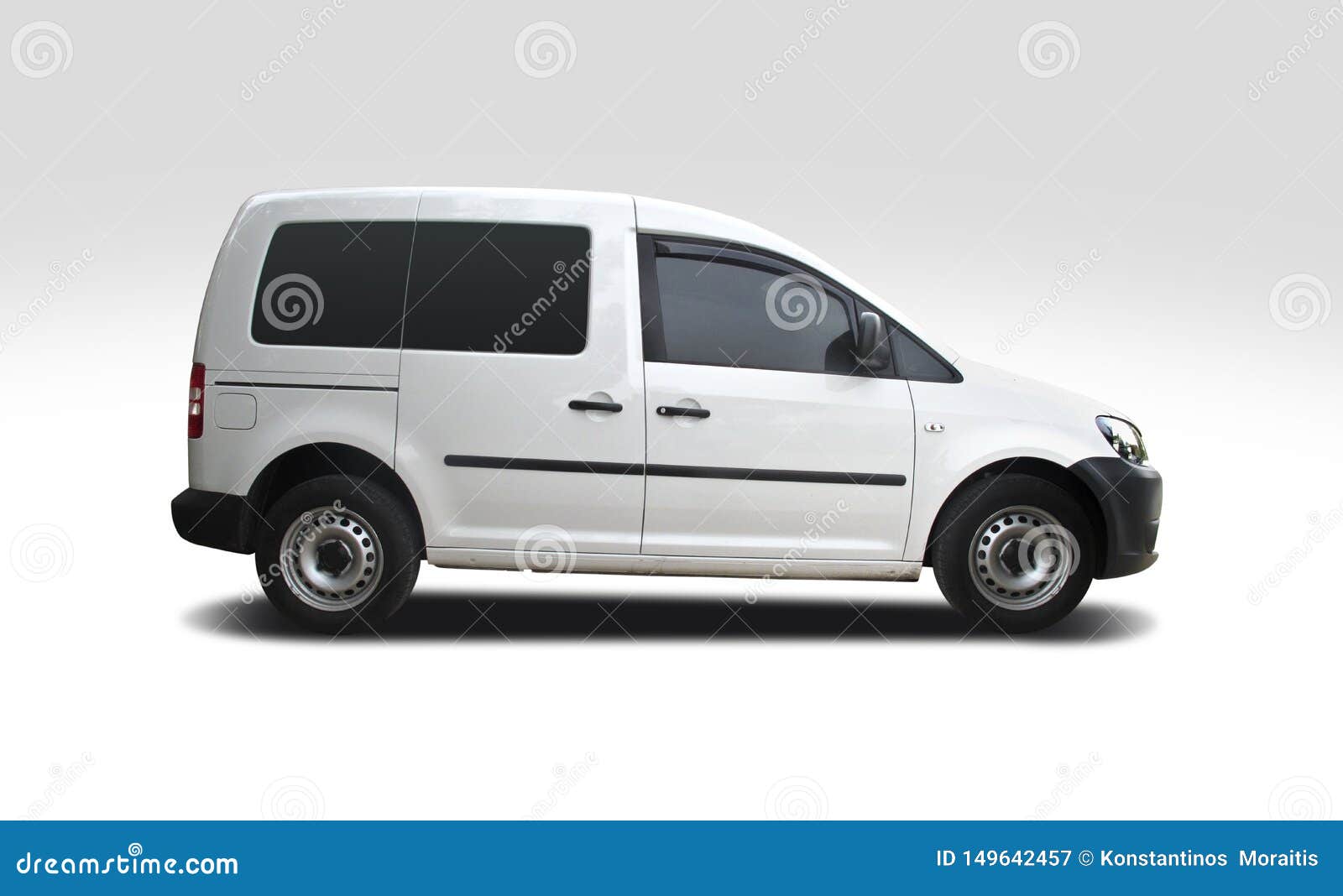 White VW Caddy Isolated On White. Stock 