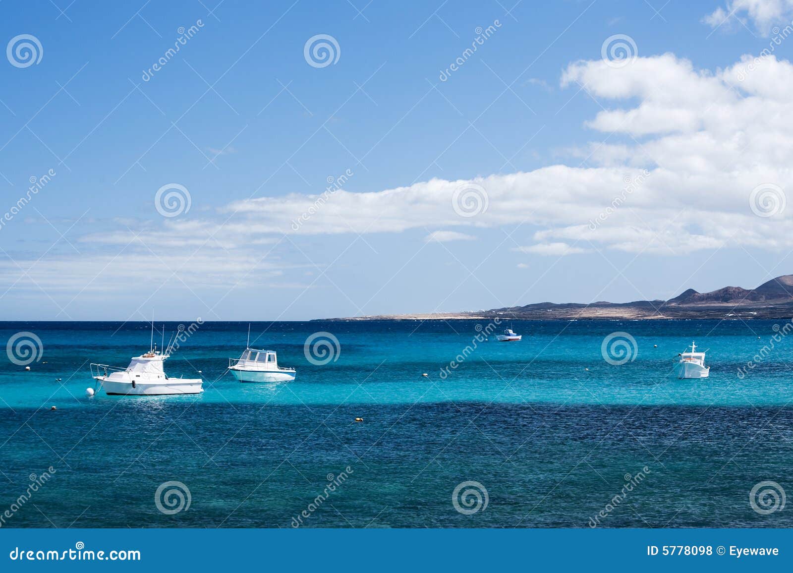Small White Fisher Boats at Lanzarote Coast Stock Photo Image of