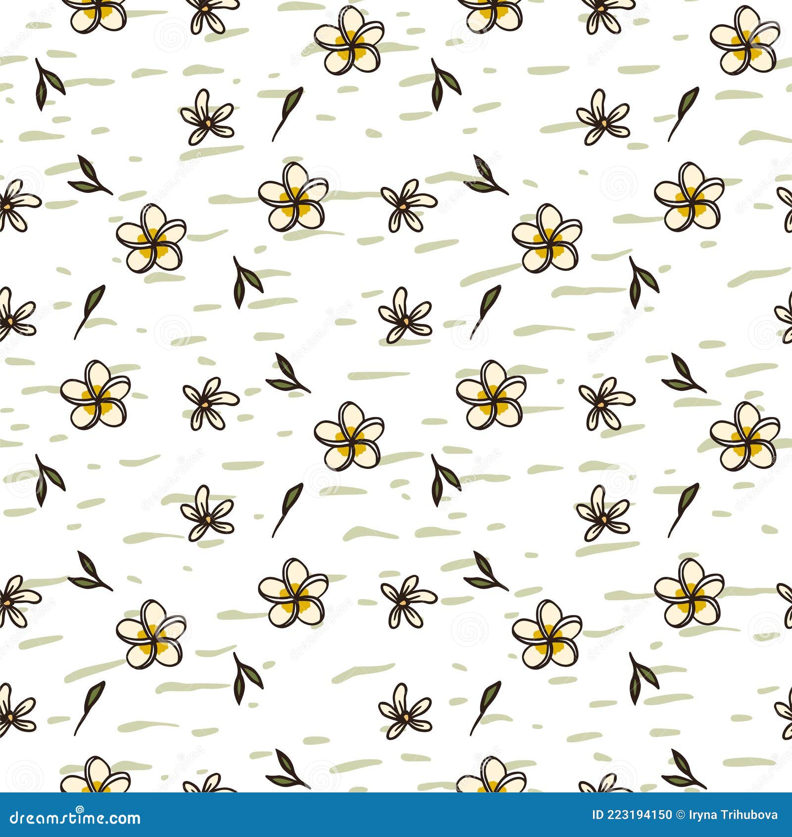 Small White Flower Vector Seamless Pattern. Stock Vector - Illustration