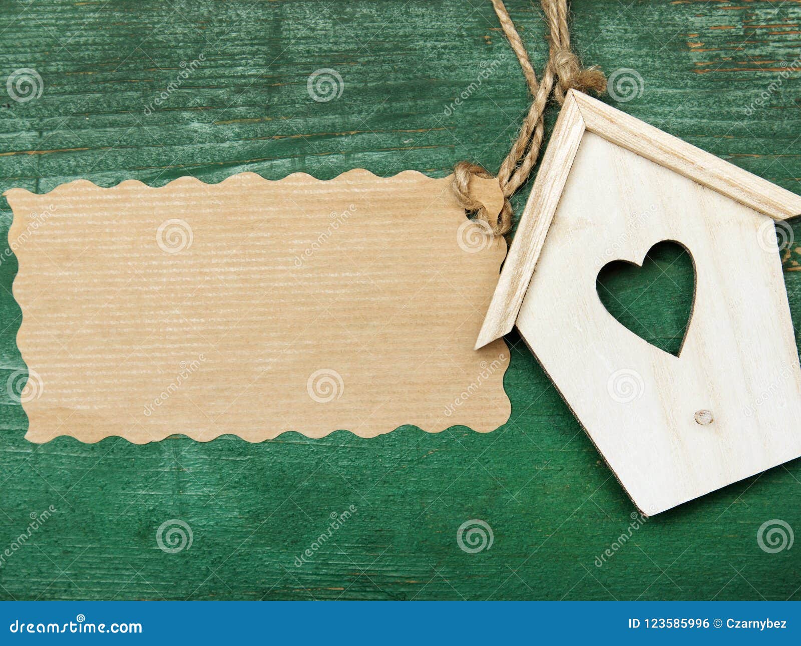 Small Wooden Bird House With Heart Decoration And Blank ...