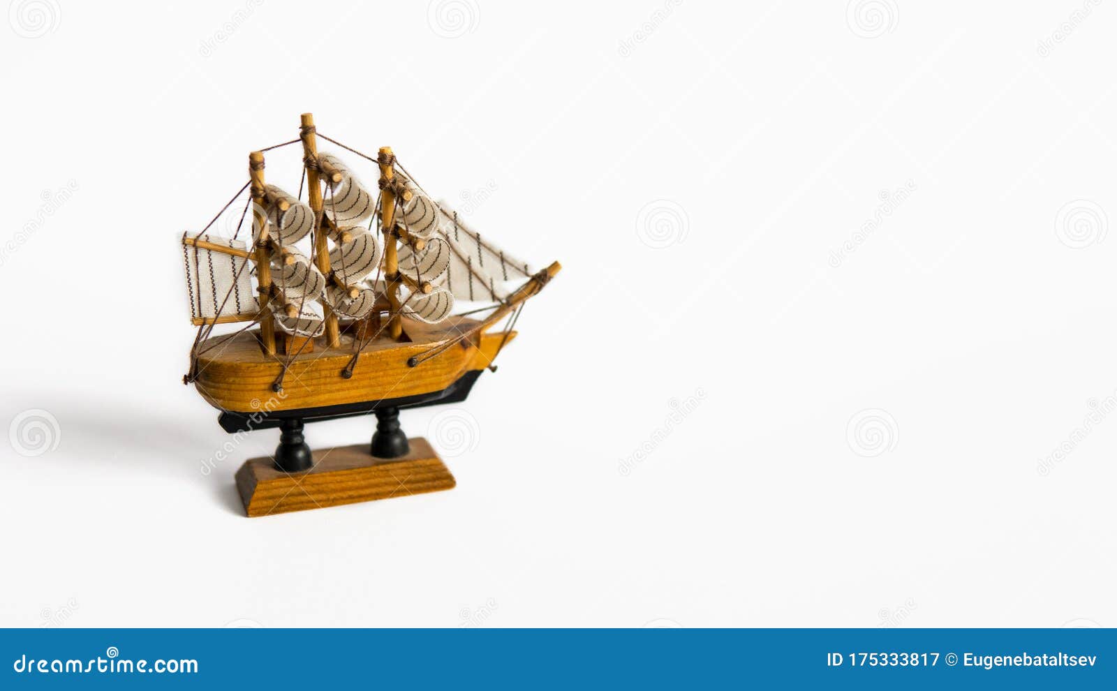 Small Wooden Model of a Sailing Ship Stock Image - Image of