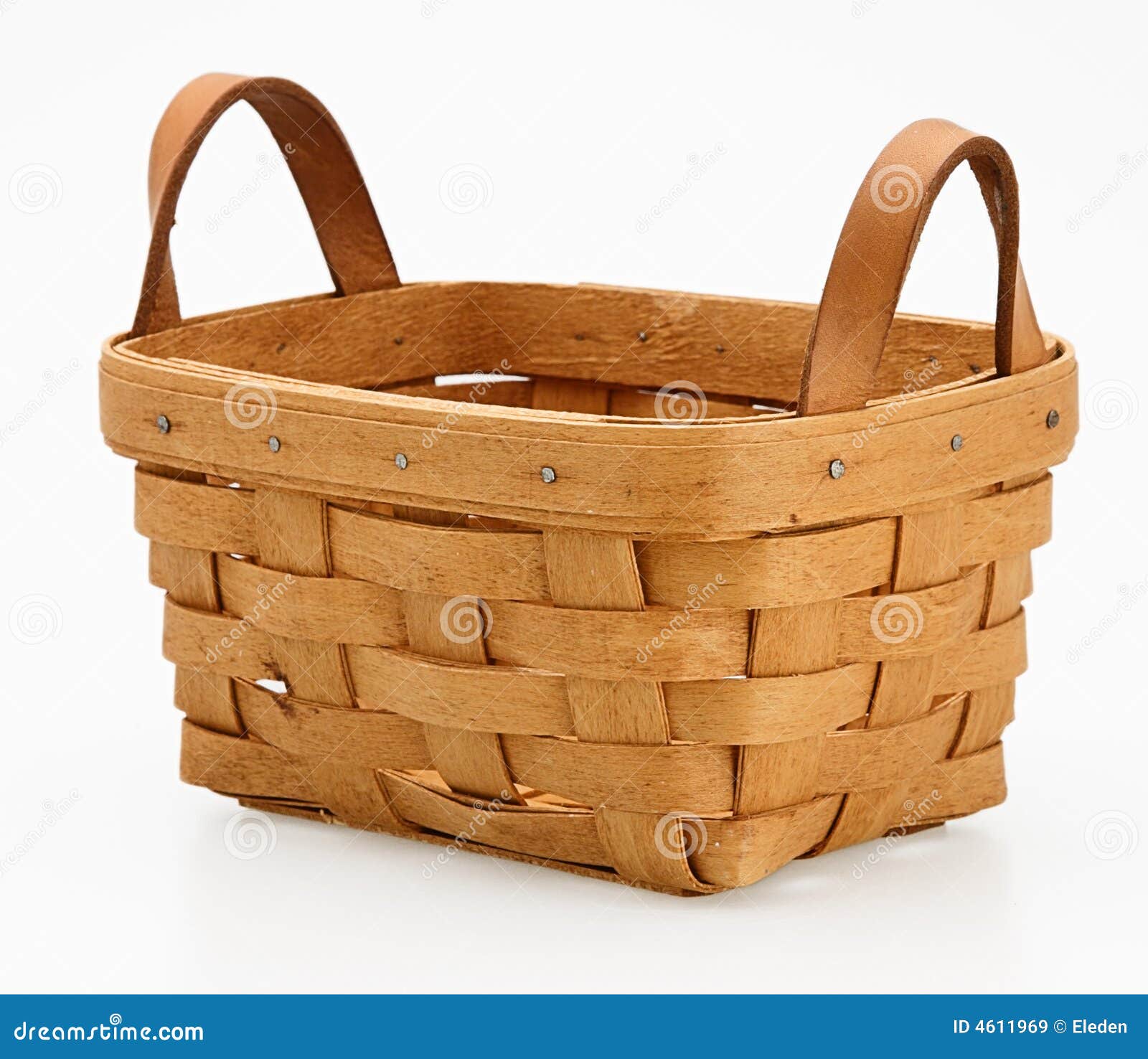 Small natural wooden basket with handles