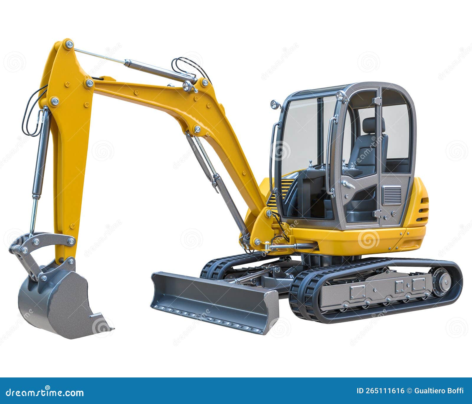 Small yellow excavator stock photo. Image of loader 265111616