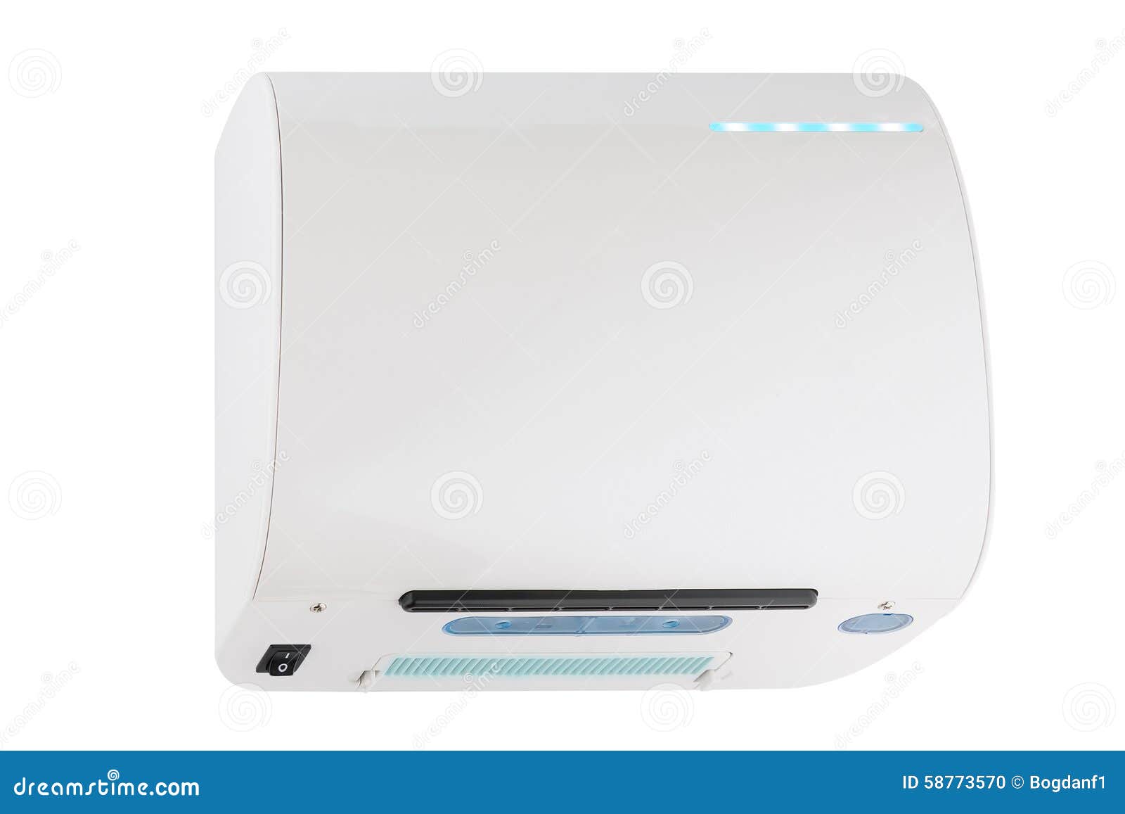 Automatic Hand Dryer In Public Toilet Or Restroom Hygiene Concept. A