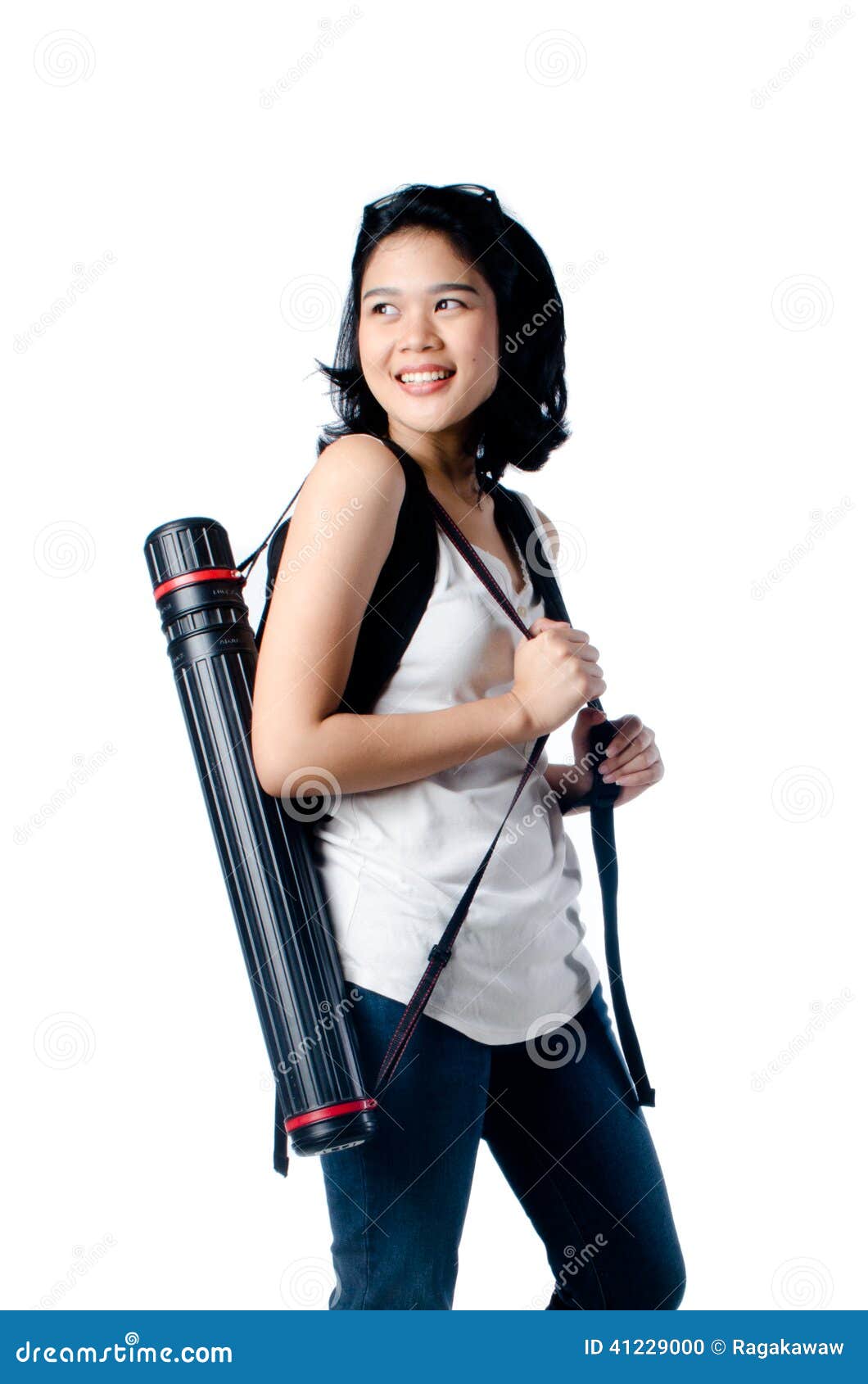 Smart and Beauty College Girl with Blueprint Tube Carrier Stock Photo -  Image of lifestyle, carrier: 41229000