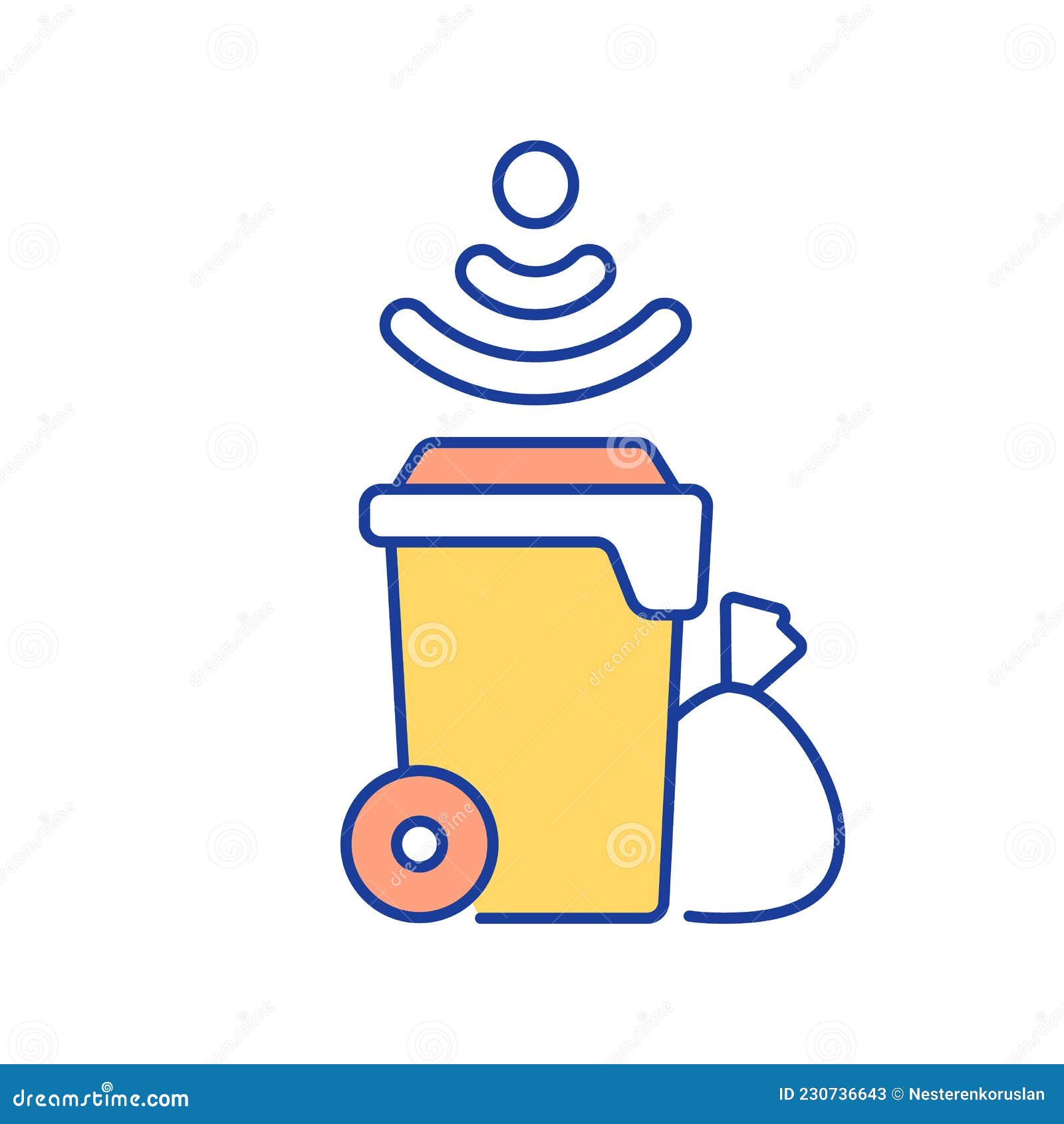 Smart bin rgb color icon Royalty Free Vector Image