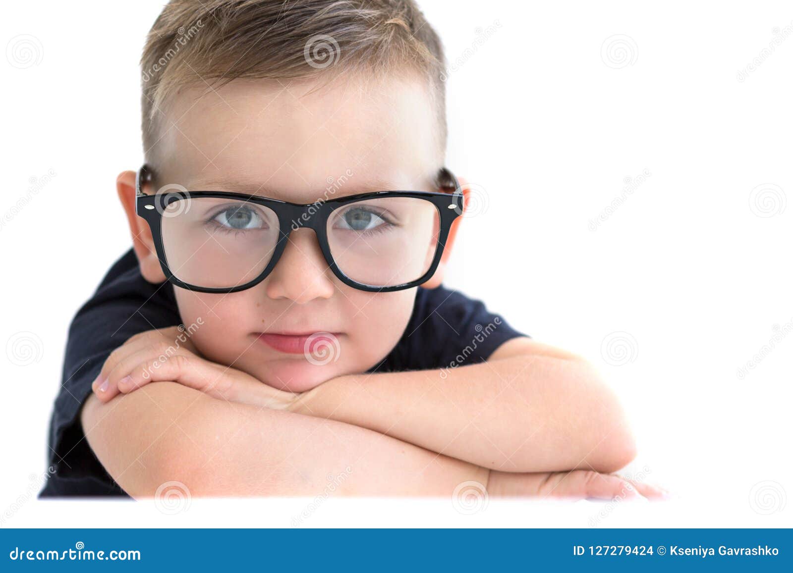 Smart Boy in the Glasses on the White Background Stock Photo Image of