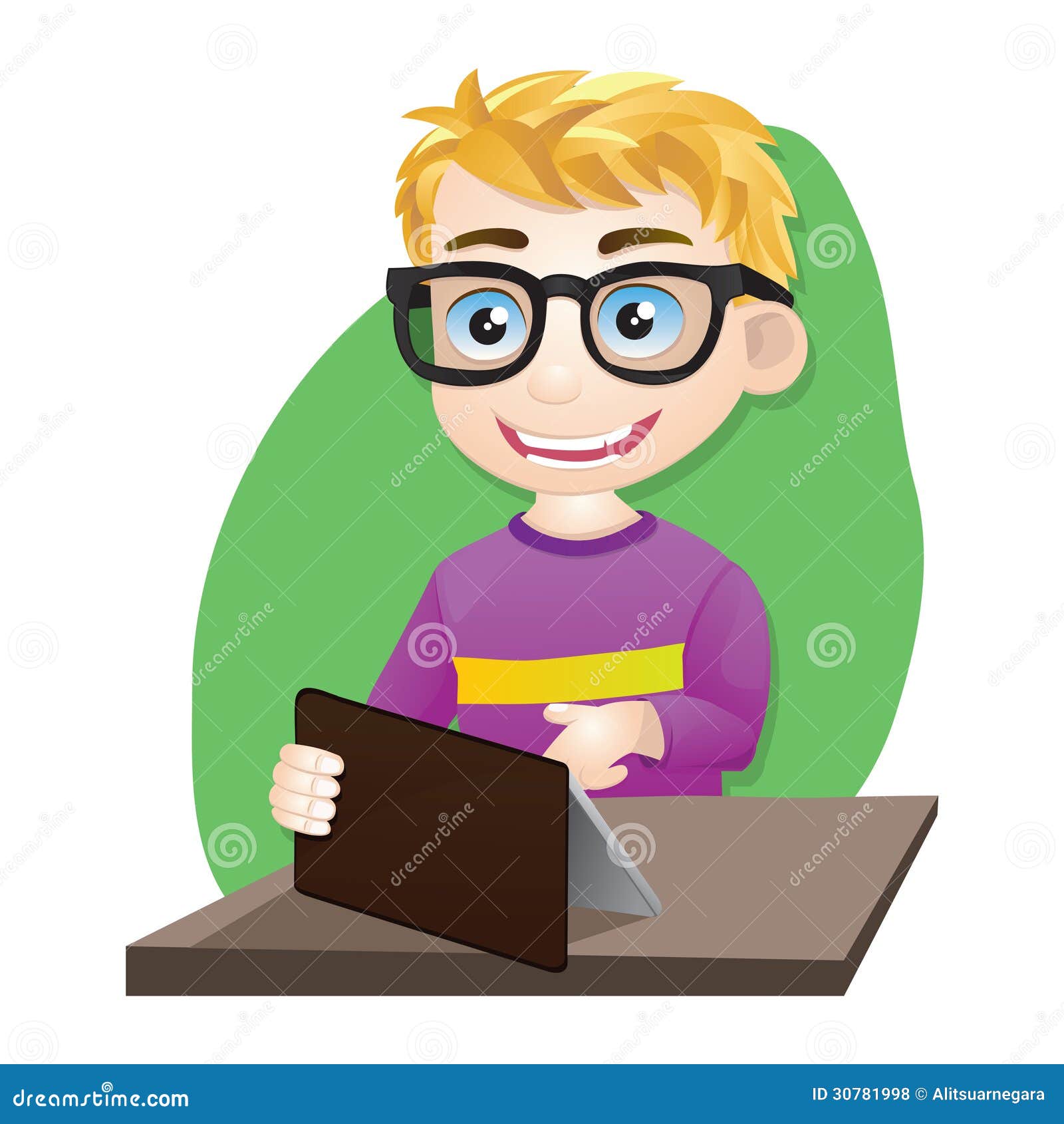 Smart Boy Playing Tablet stock vector. Illustration of boys 30781998