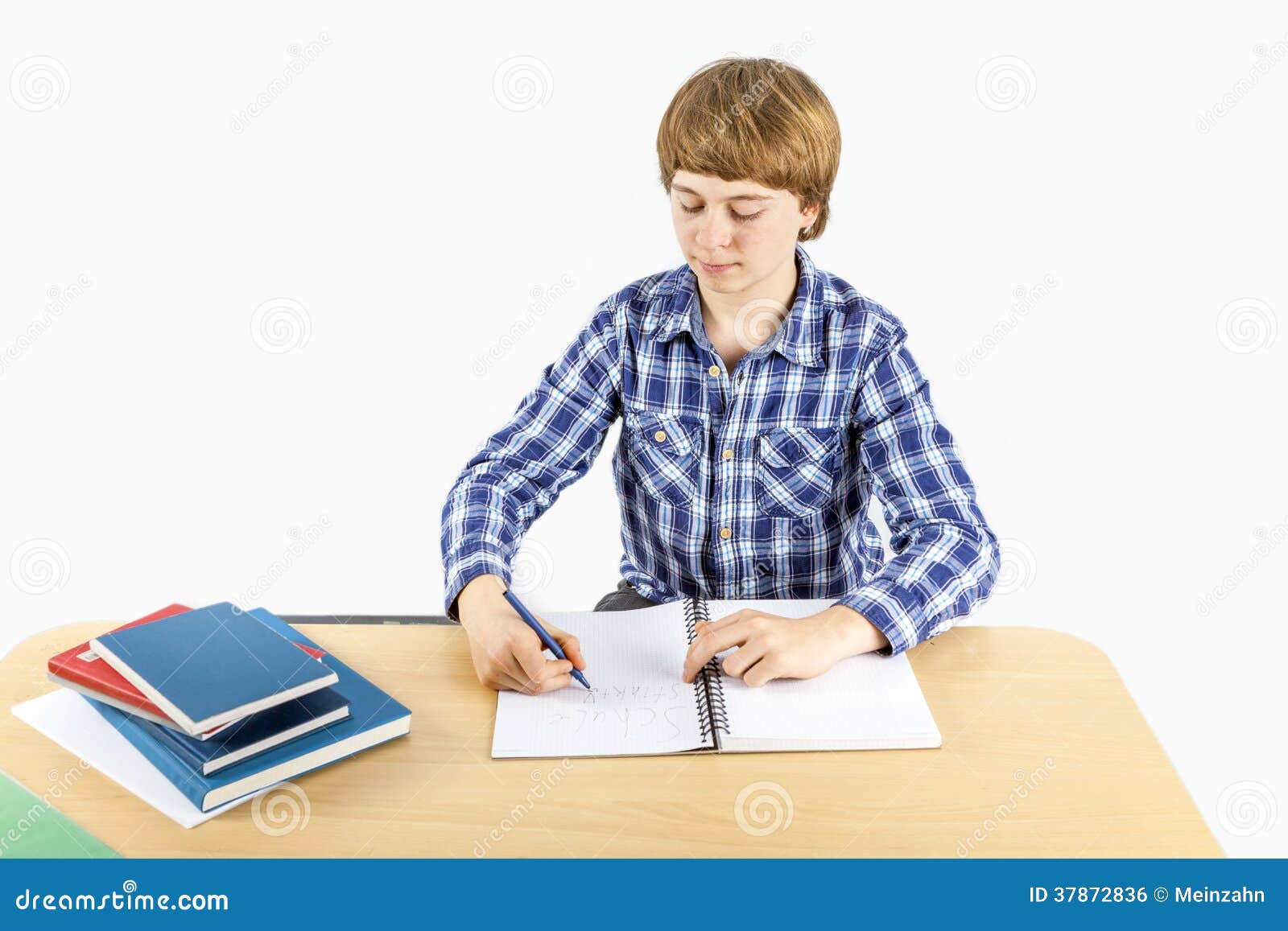 Smart Boy Writing in a Book Stock Photo Image of face, friendly 37872836