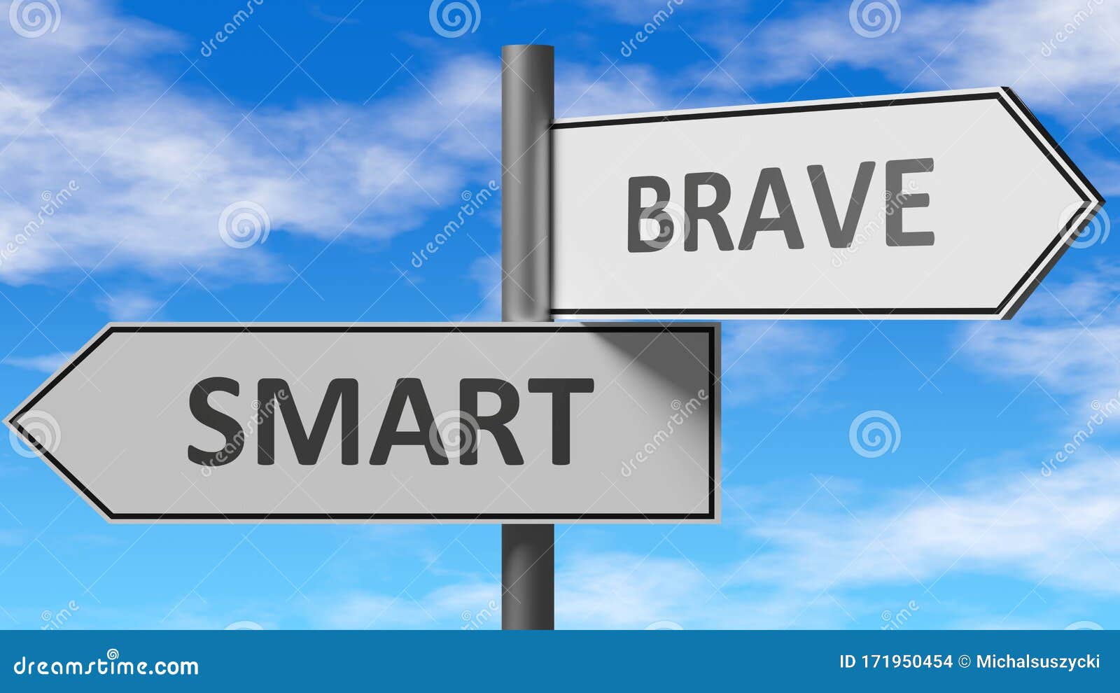 Smart and Brave As a Choice - Pictured As Words Smart, Brave on Road Signs  To Show that when a Person Makes Decision he Can Choose Stock Illustration  - Illustration of meaning