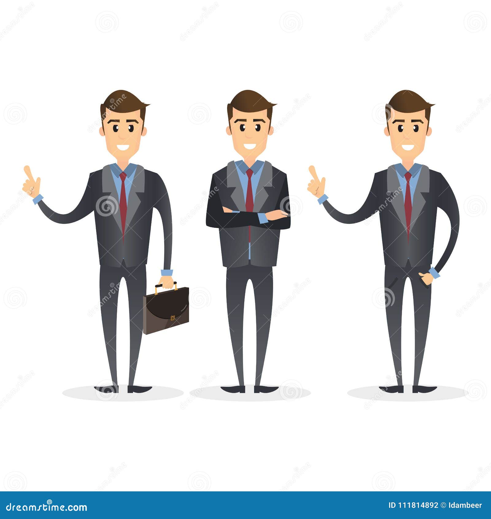 Smart Business Man in Different Poses Stock Illustration - Illustration ...