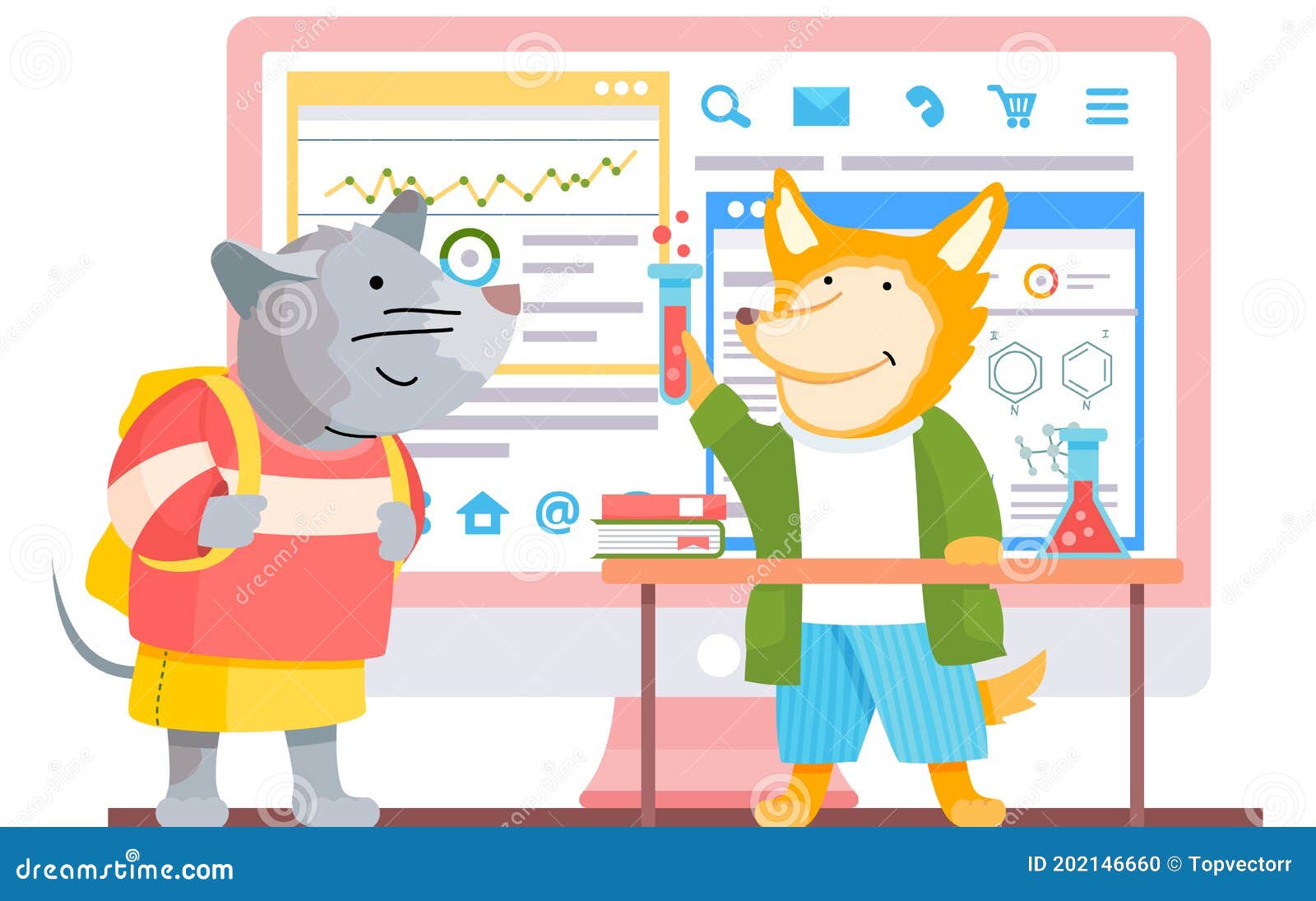 Smart Cartoon Animal Student. a Fox Schoolboy with Test Tube in Hands and a Mouse Comes To Class Stock Illustration - Illustration of active, cartoon: 202146660 Smart Cartoon Animal Student. a Fox Schoolboy with Test Tube in Hands and a Mouse Comes To Class Stock Illustration - Illustration of active, cartoon: 202146660