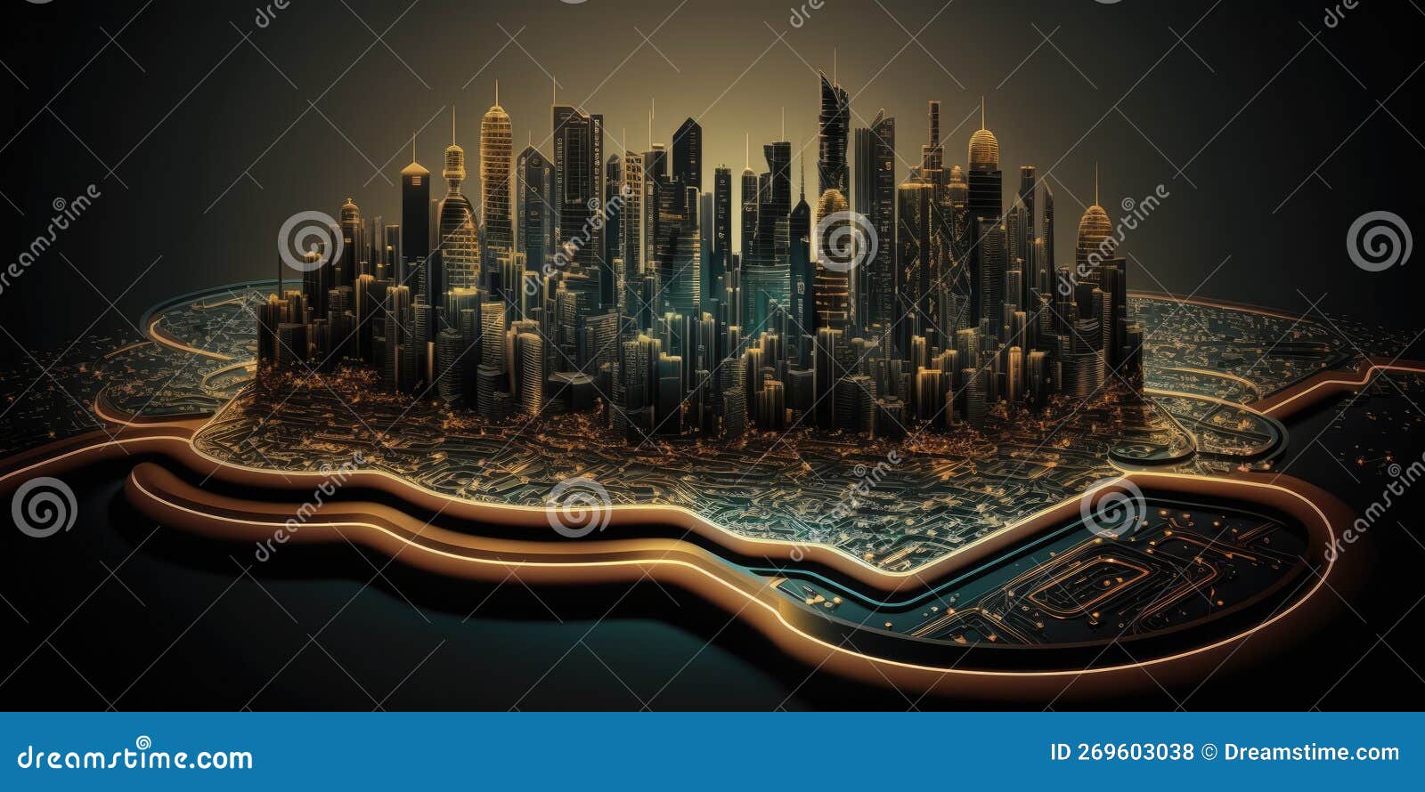 smart city on circuit board background futuristic cybe   art