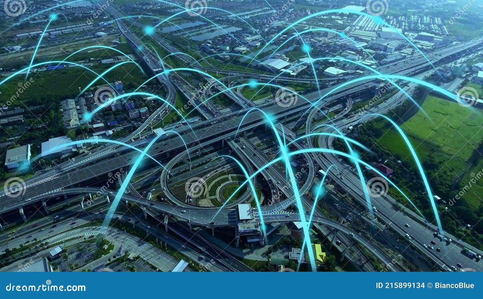 Smart Digital City Highway with Globalization Graphic of Connection Network Stock Photo Image
