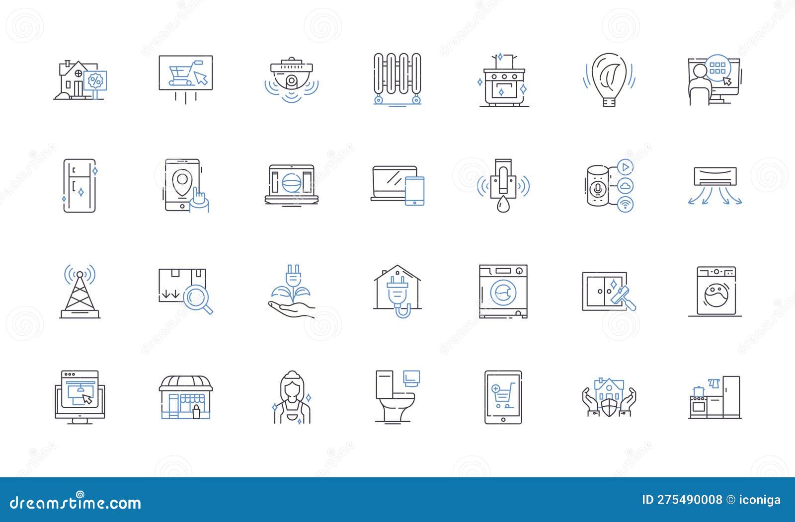 smart domicile line icons collection. automation, security, efficiency, convenience, technology, integration, comfort