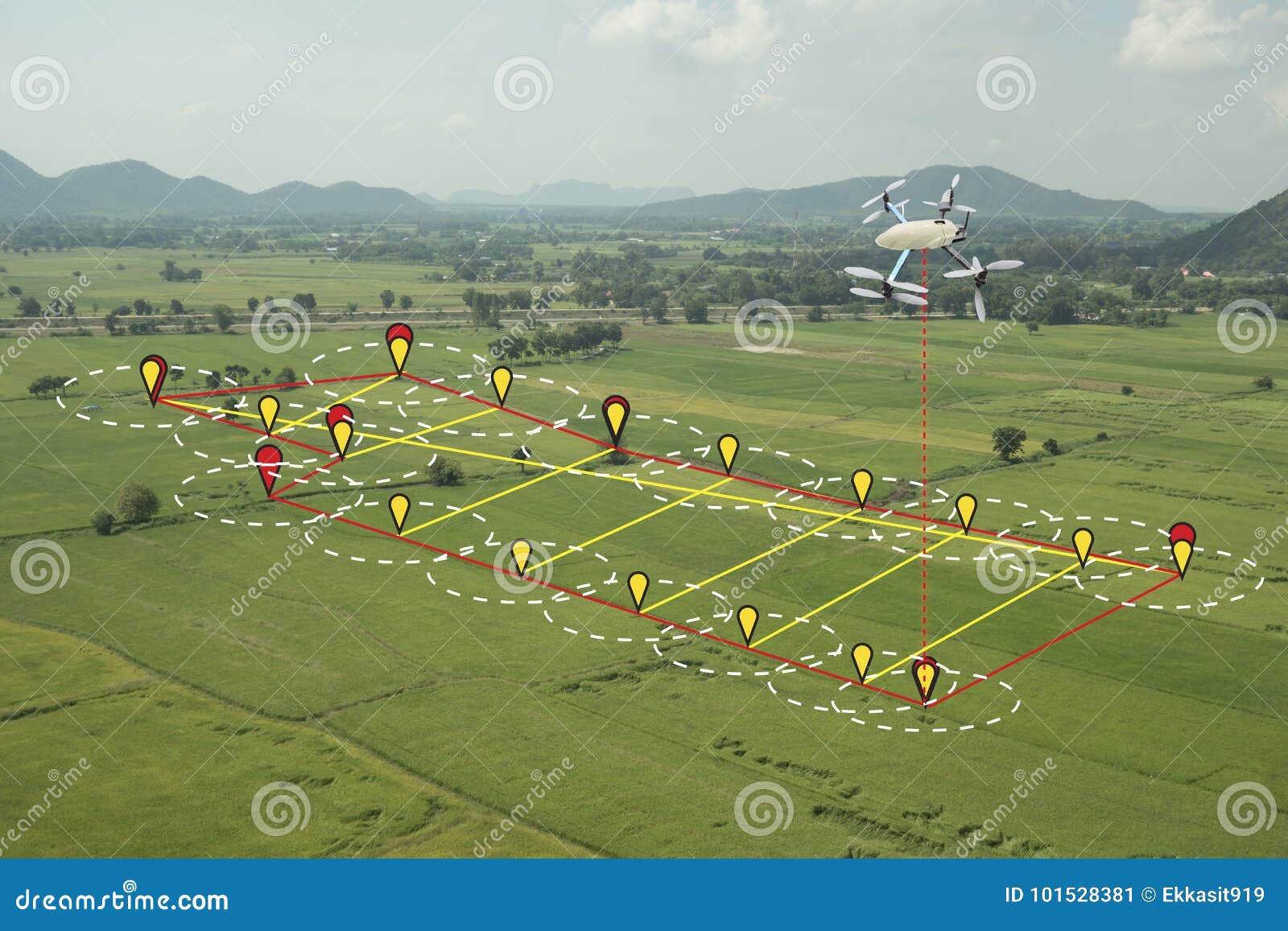 smart farming concept, drone use a technology in agriculture wit