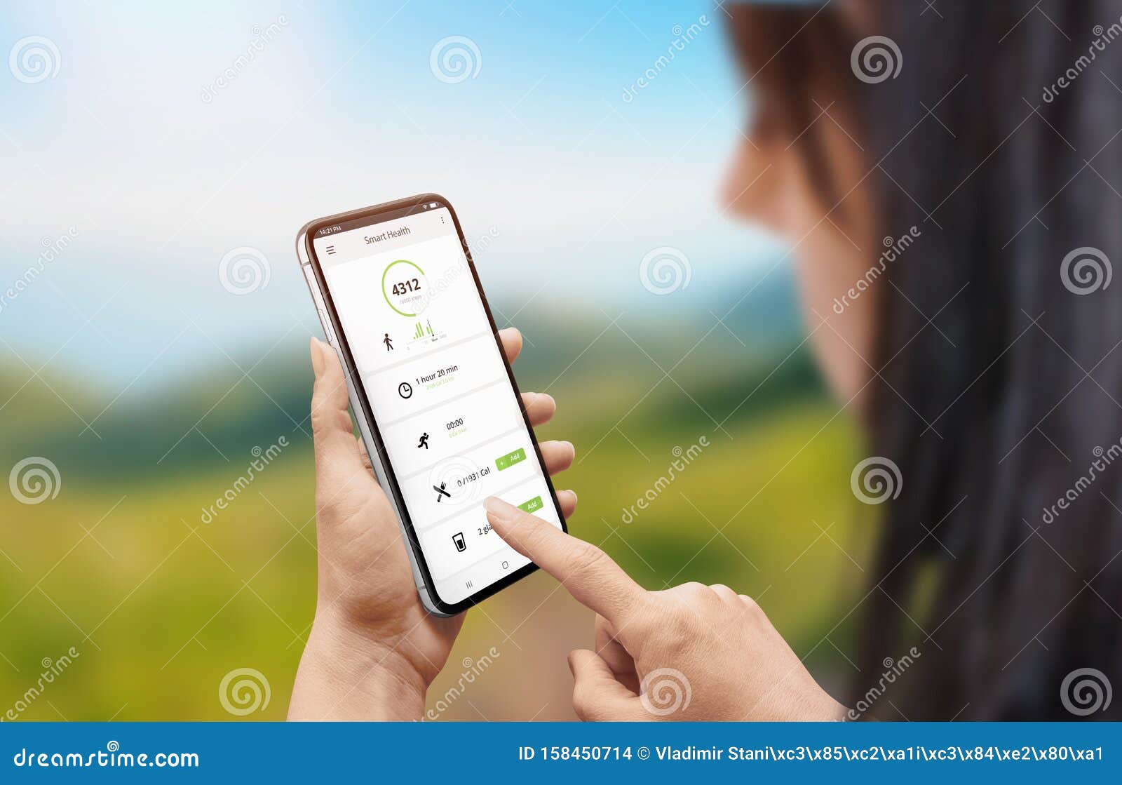 smart health app on mobile phone in woman hand