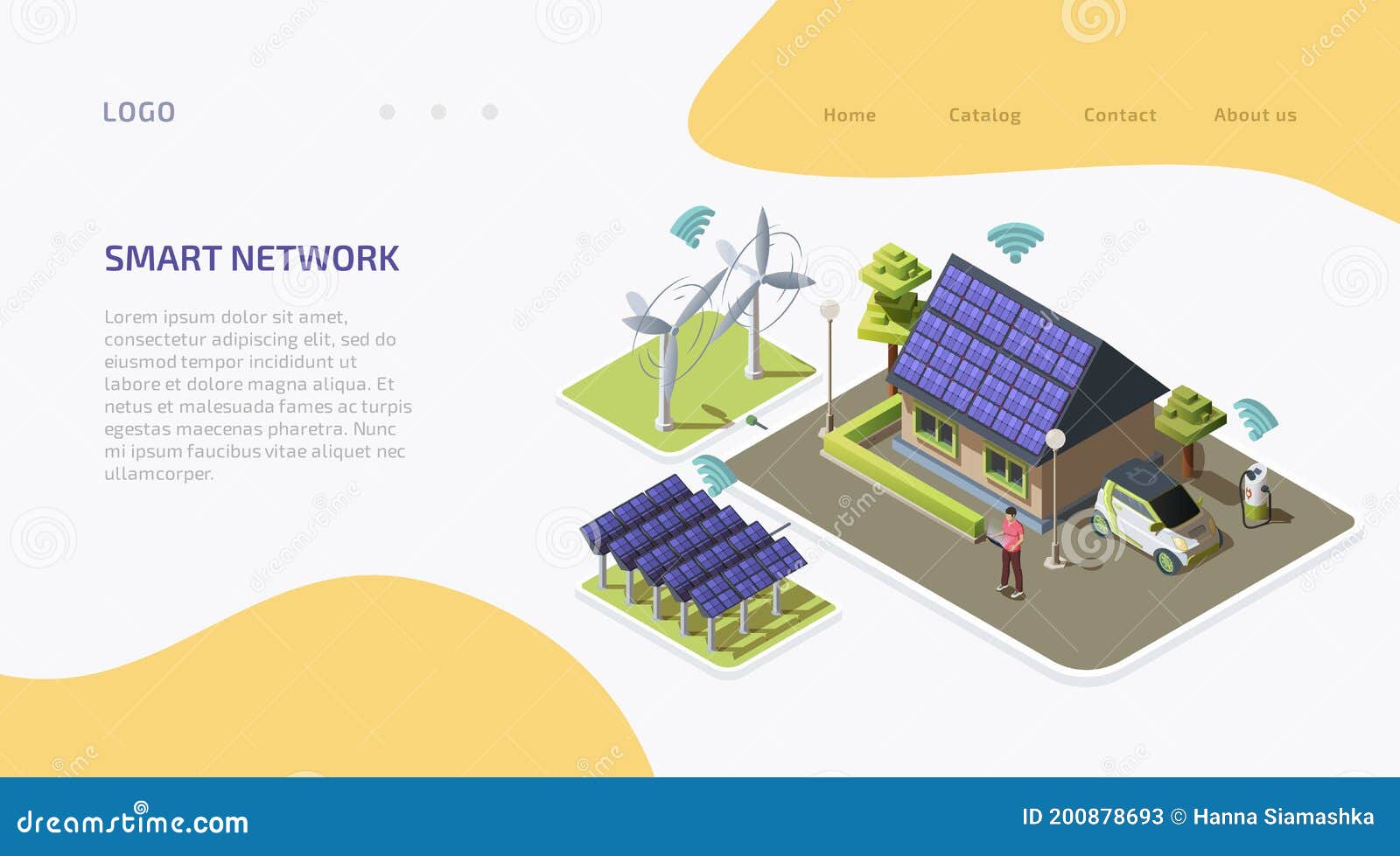 Smart Home with Alternative Energy Sources Stock Vector Illustration