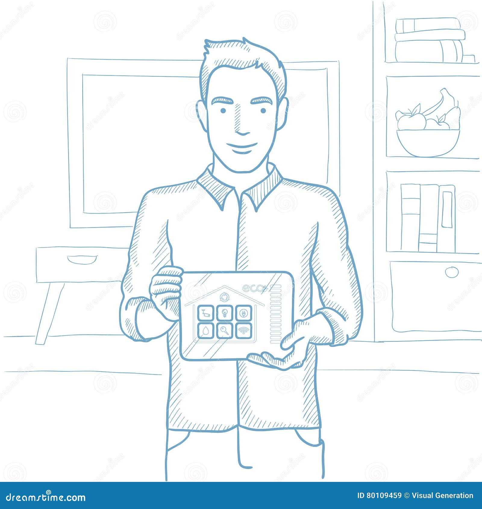 Smart Home Application Vector Sketch Illustration Stock