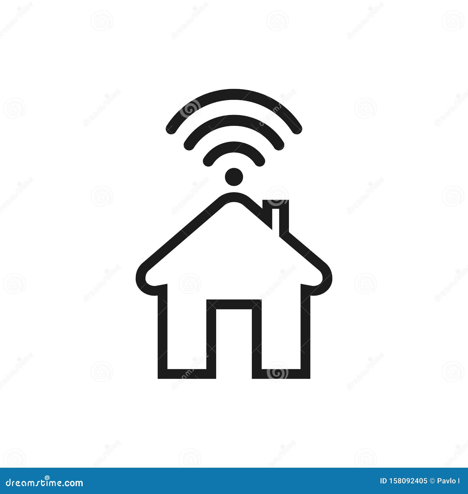 Download Smart Home Icon With Signal - Vector Stock Illustration ...