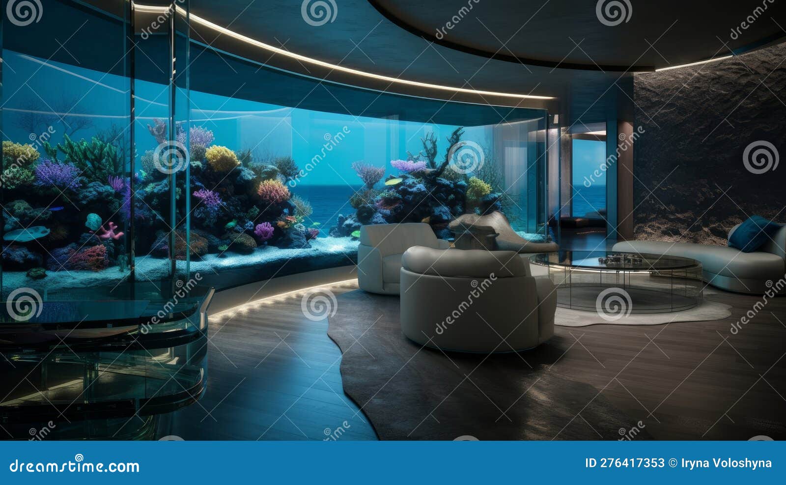 A Smart Home with Indoor Aquarium and Eco Supercar Stock