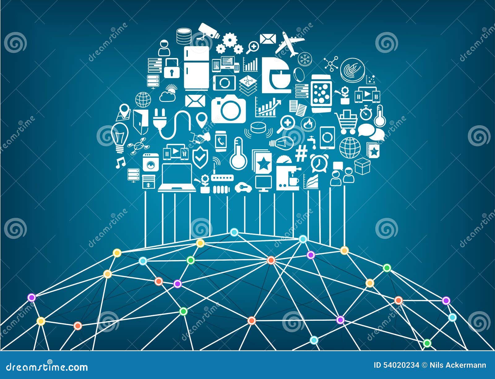 smart home and internet of things concept. cloud computing to connect global wireless devices with each other.