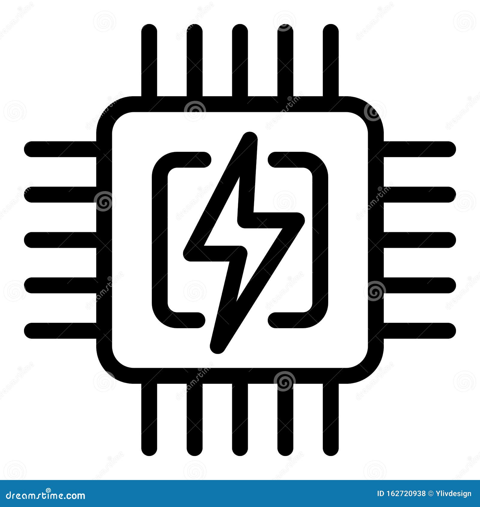 Smart Home Processor Icon, Outline Style Stock Vector Illustration of