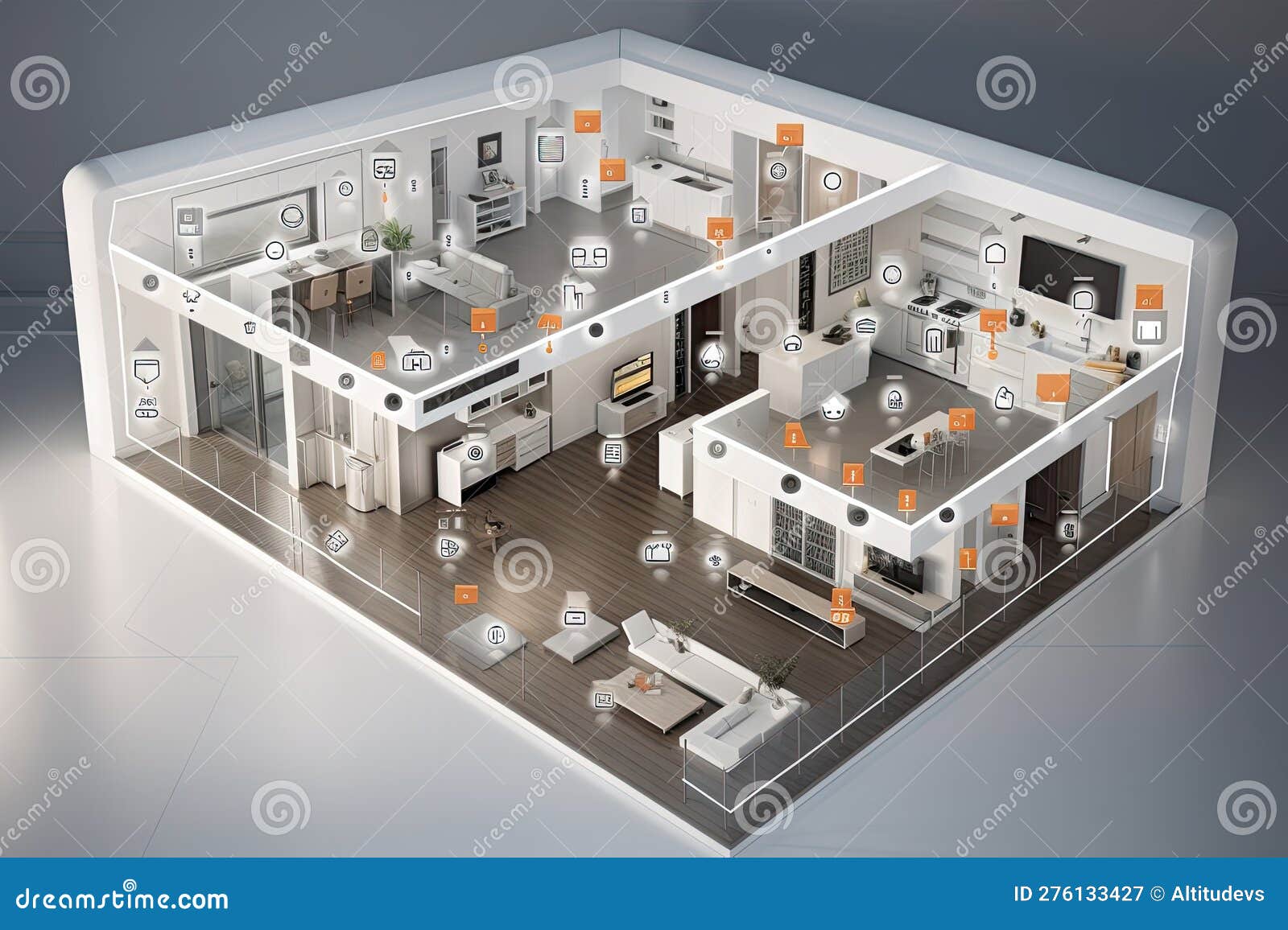 smart home, with a variety of sensors and monitoring devices keeping track of the resident's well-being and safety