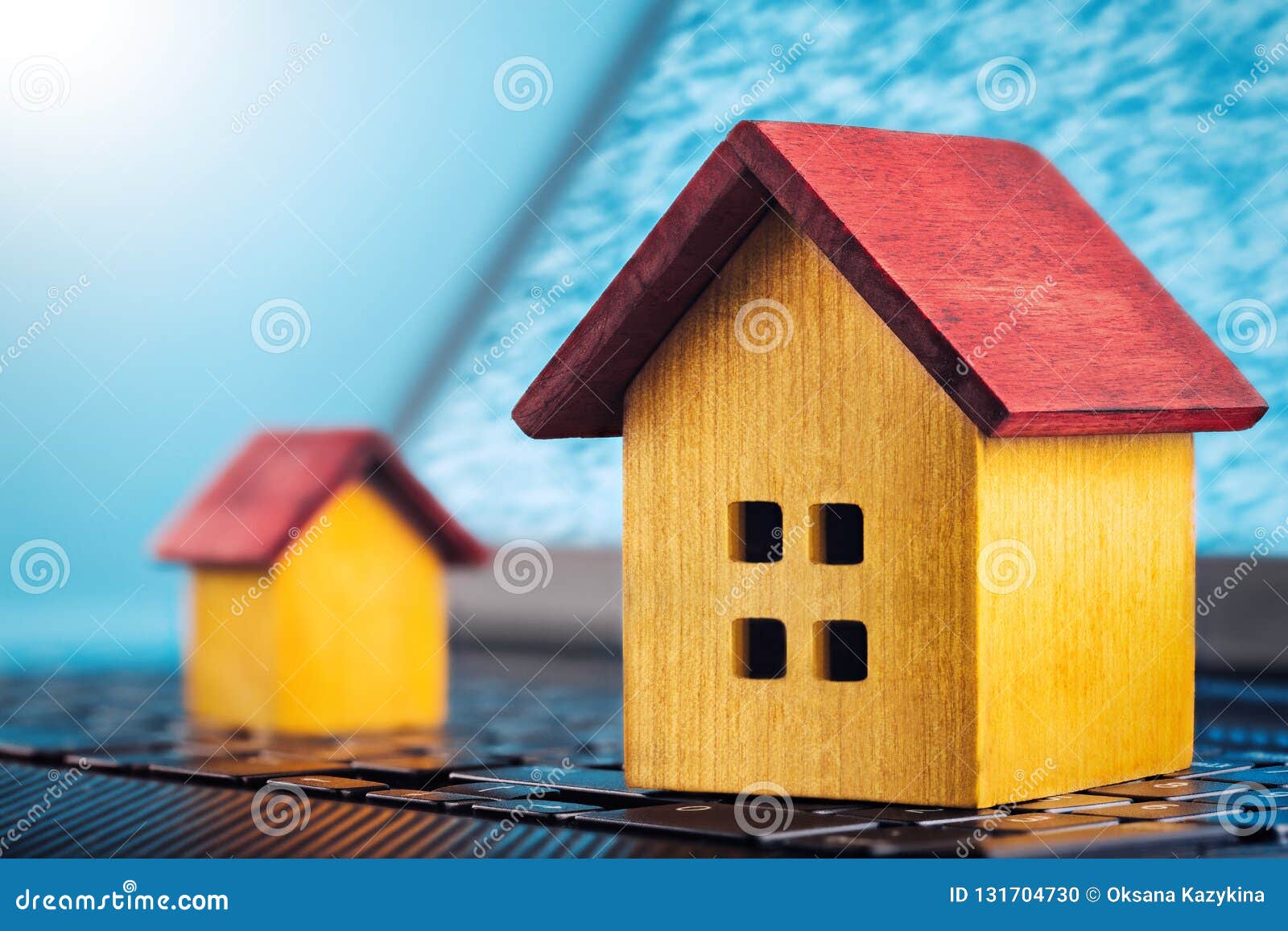 Smart House Concept, House on Laptop Keyboard. Idea Smart House, Eco