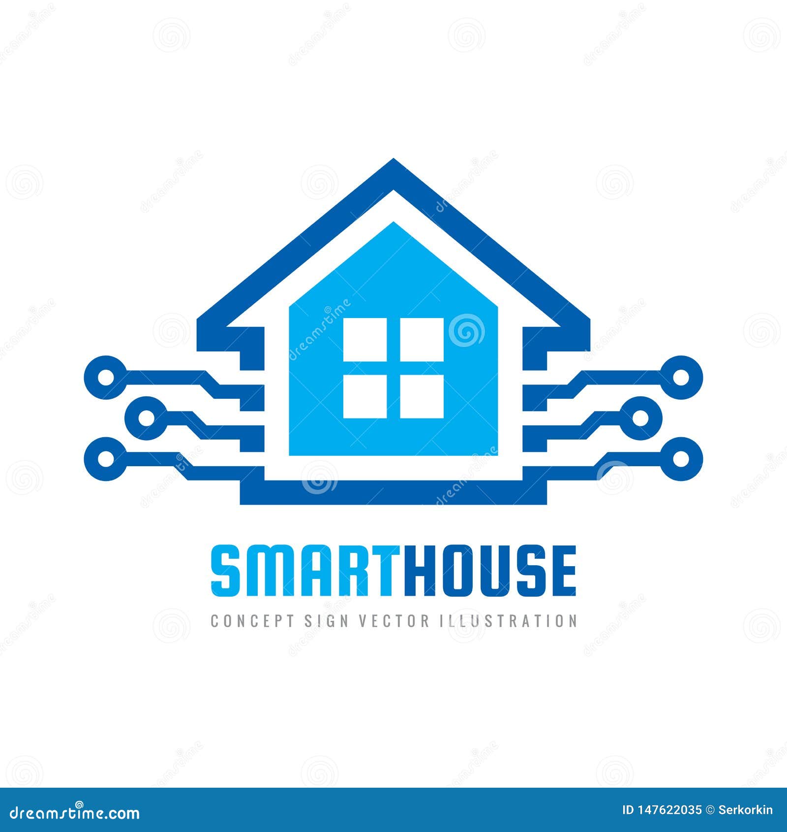 Smart House Logo Design Template. Build Vector Sign. Home Digital