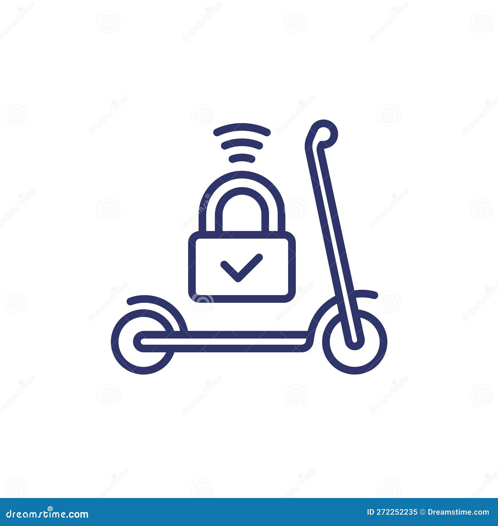 Smart Lock for a Kick Scooter Line Icon Stock Vector Illustration of