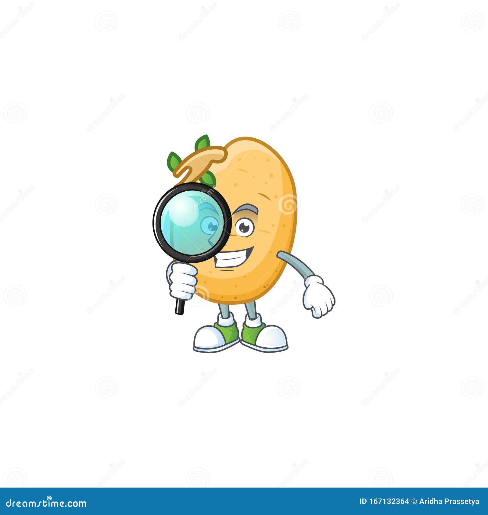Smart One Eye Sprouted Potato Tuber Detective Cartoon Character Design  Stock Vector - Illustration of police, organic: 167132364