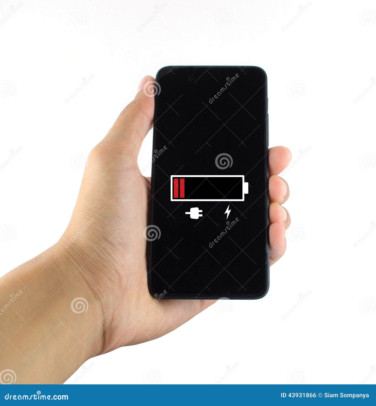 Smart Phone Battery Low White Background Stock Photo Image Of
