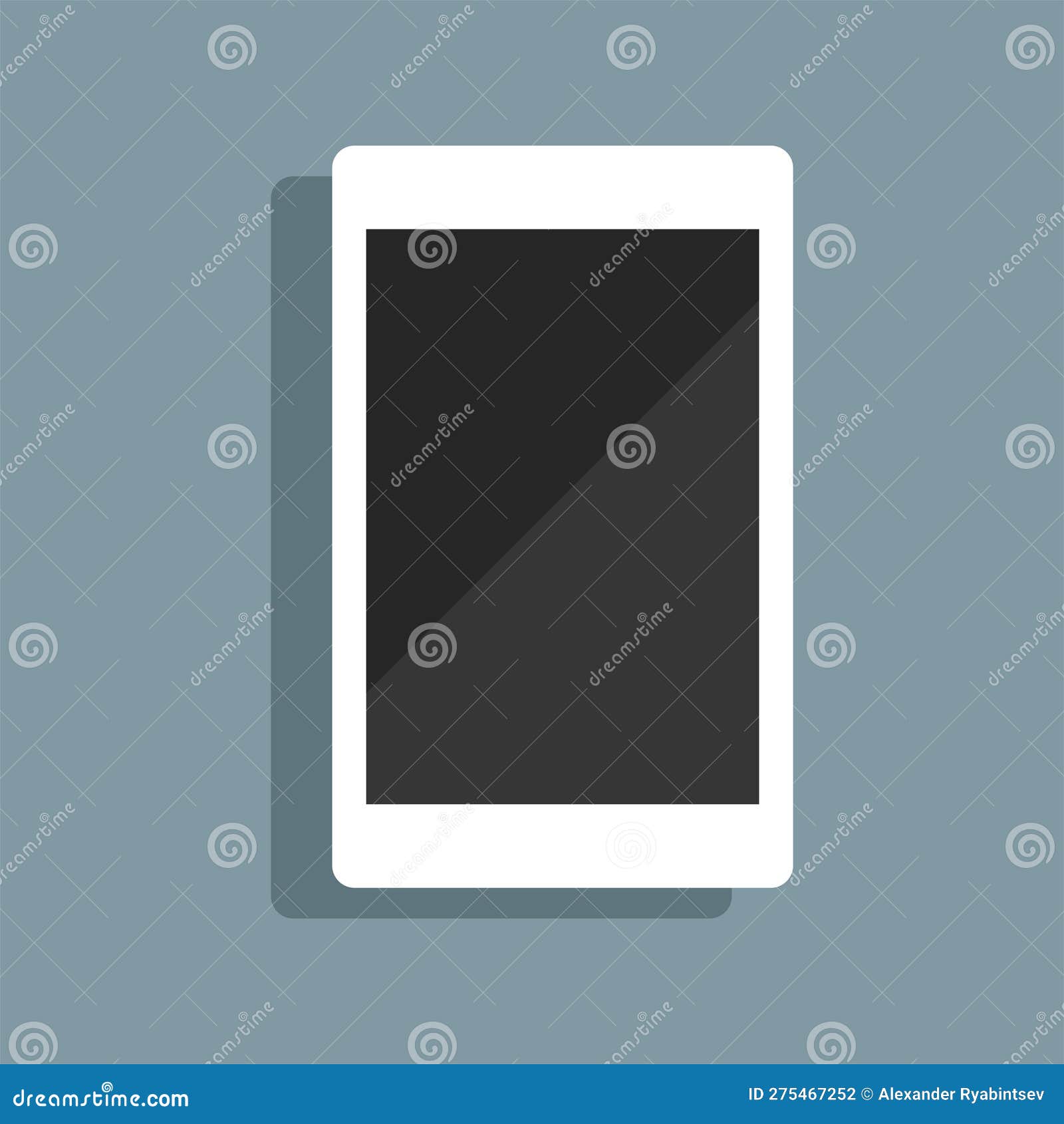 Smart Phone with Black Screen. Tablet on Blue Background. Stock Vector