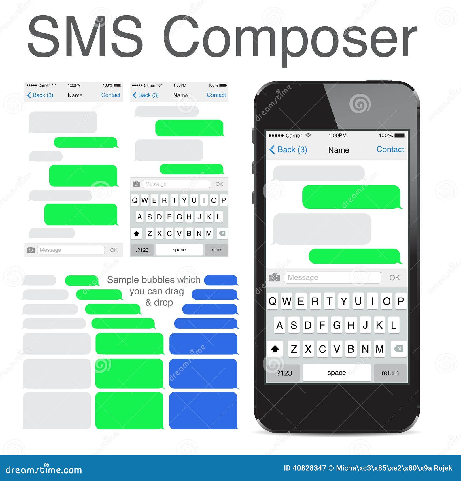 smart phone chatting sms template bubbles