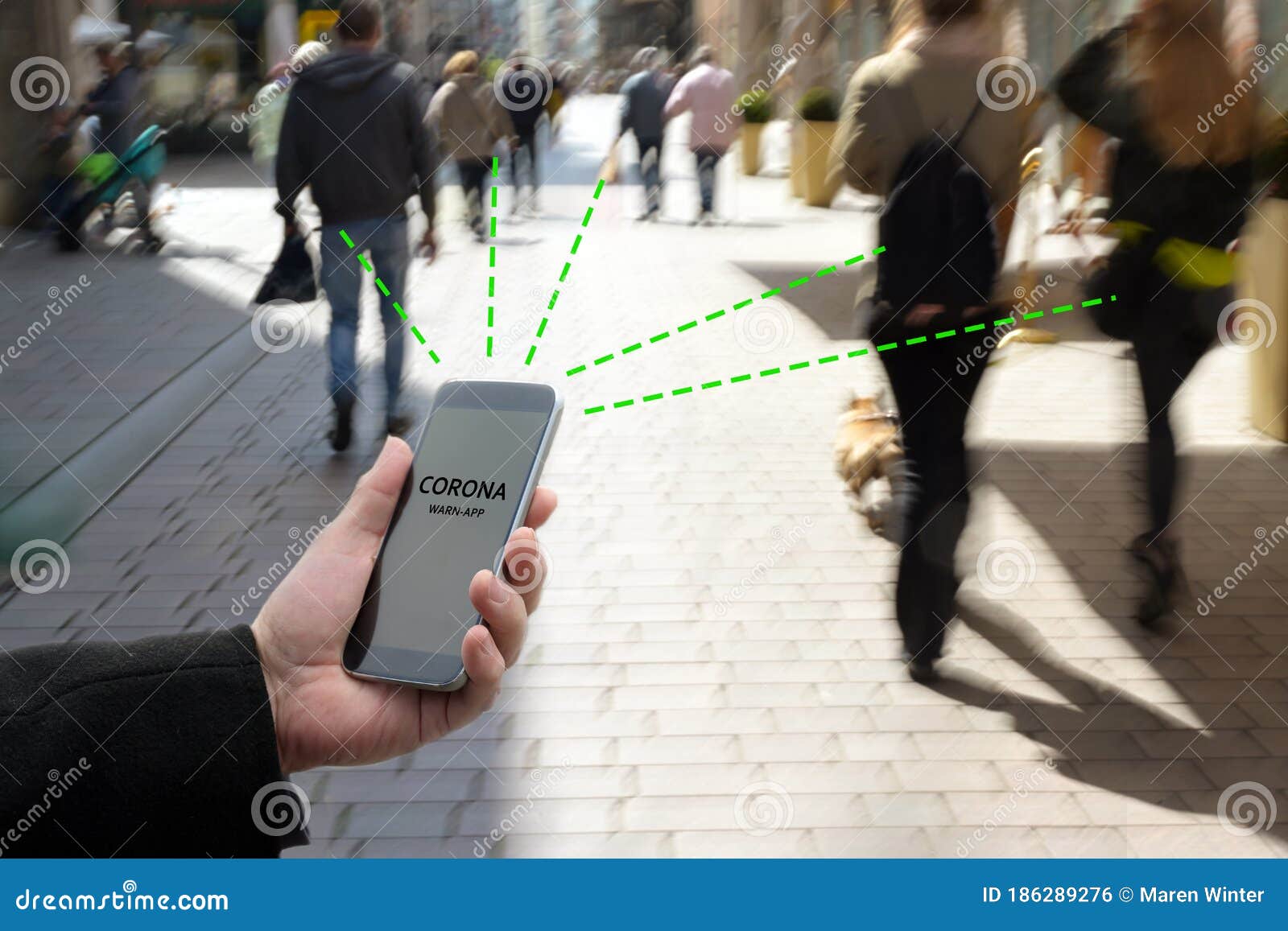 smart phone with corona warn app, the contact tracking or tracing application against covid 19 pandemic is connecting other phones