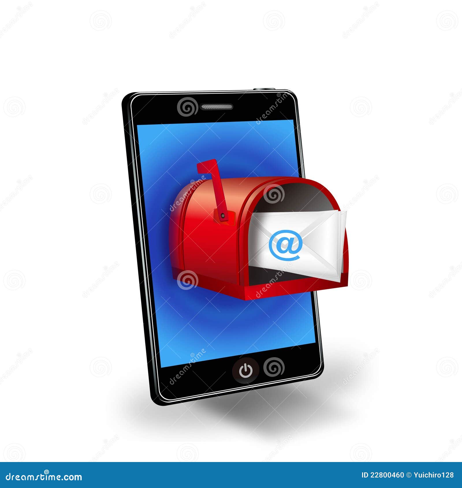 Smart phone with mail box stock illustration. Illustration of message