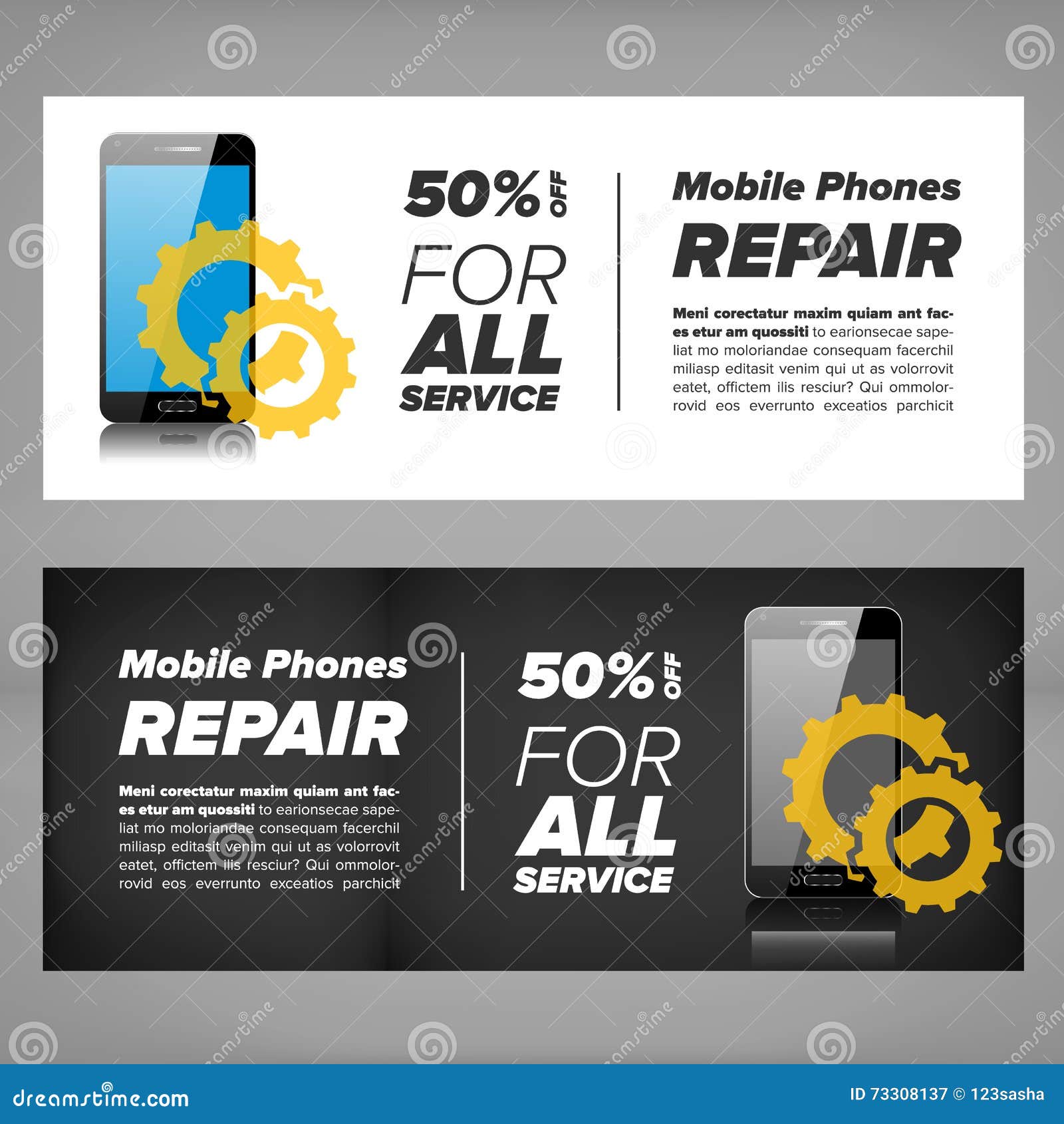 Smart phone repair banner stock vector. Illustration of banner - 73308137