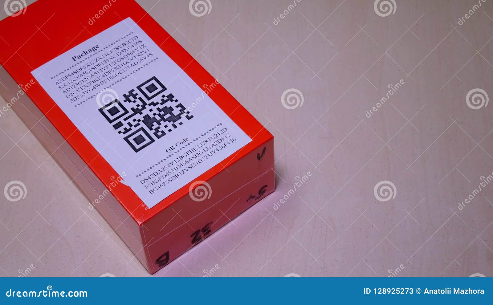 orange mobile phone or smartphone with barcode, qr code scanning