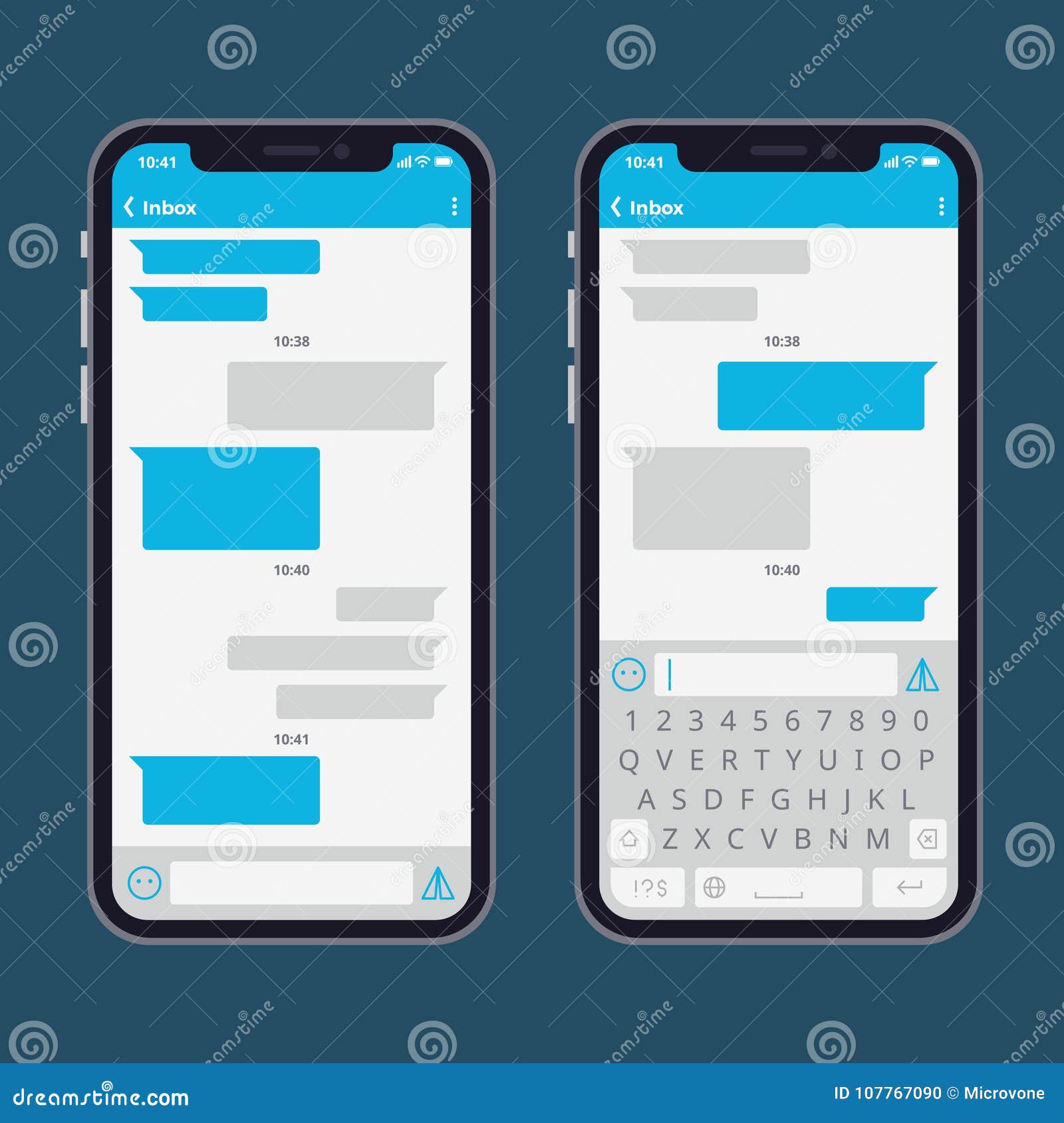 smart phone with text message bubbles and keyboards  template