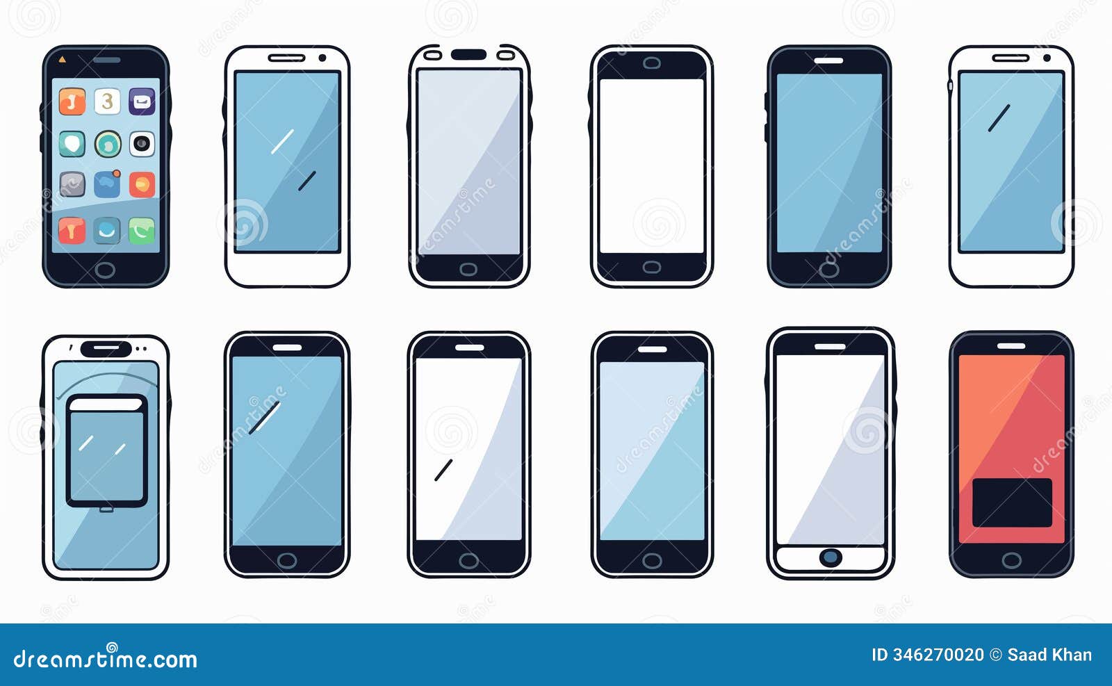 smart phone  drawing cartoon  