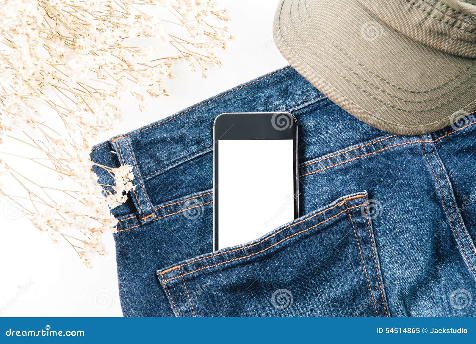 Smart Phone in Your Pocket Blue Jeans Stock Image - Image of ...