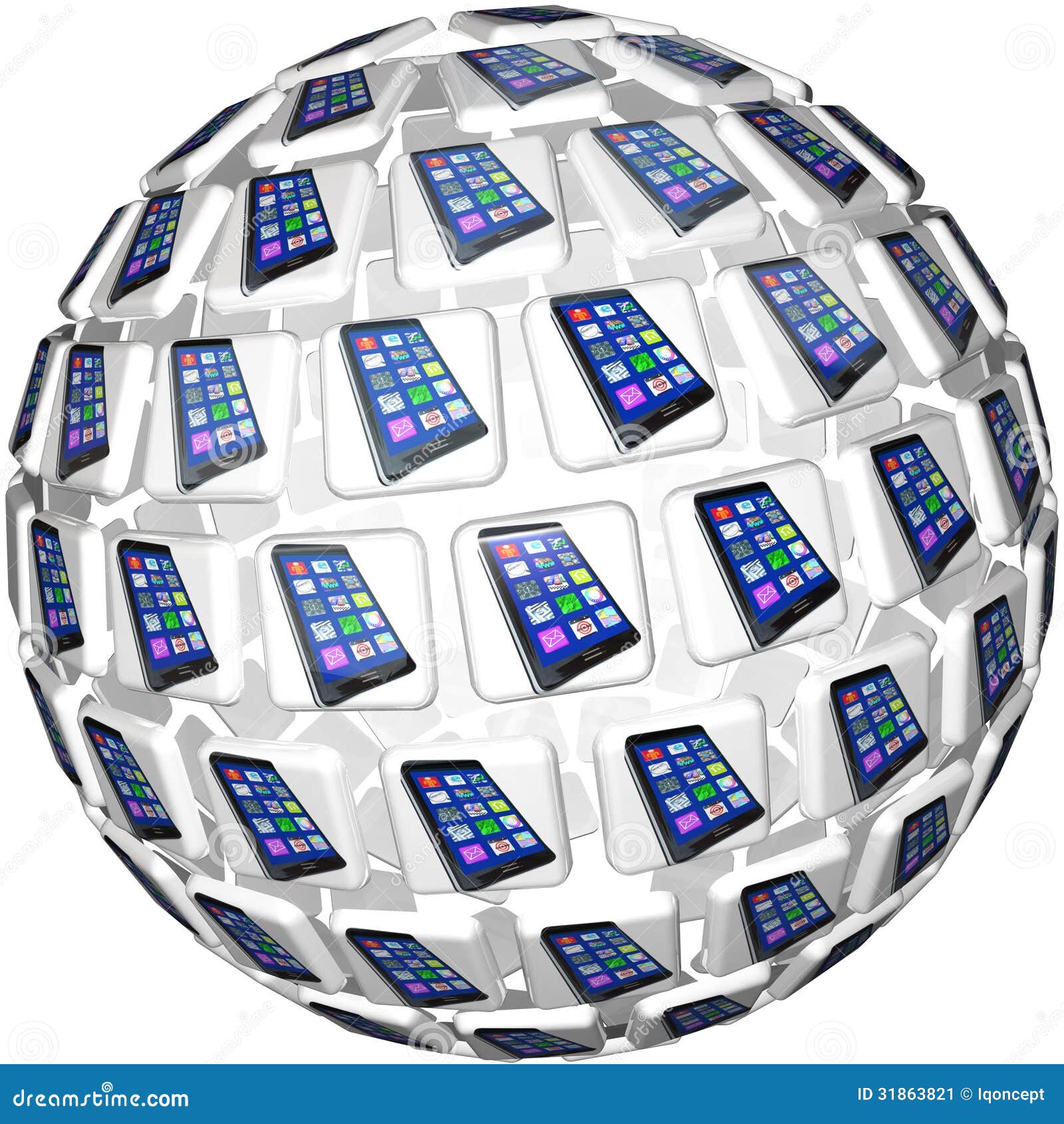 Smart Phones App Tiles Sphere Pattern Stock Illustration Illustration